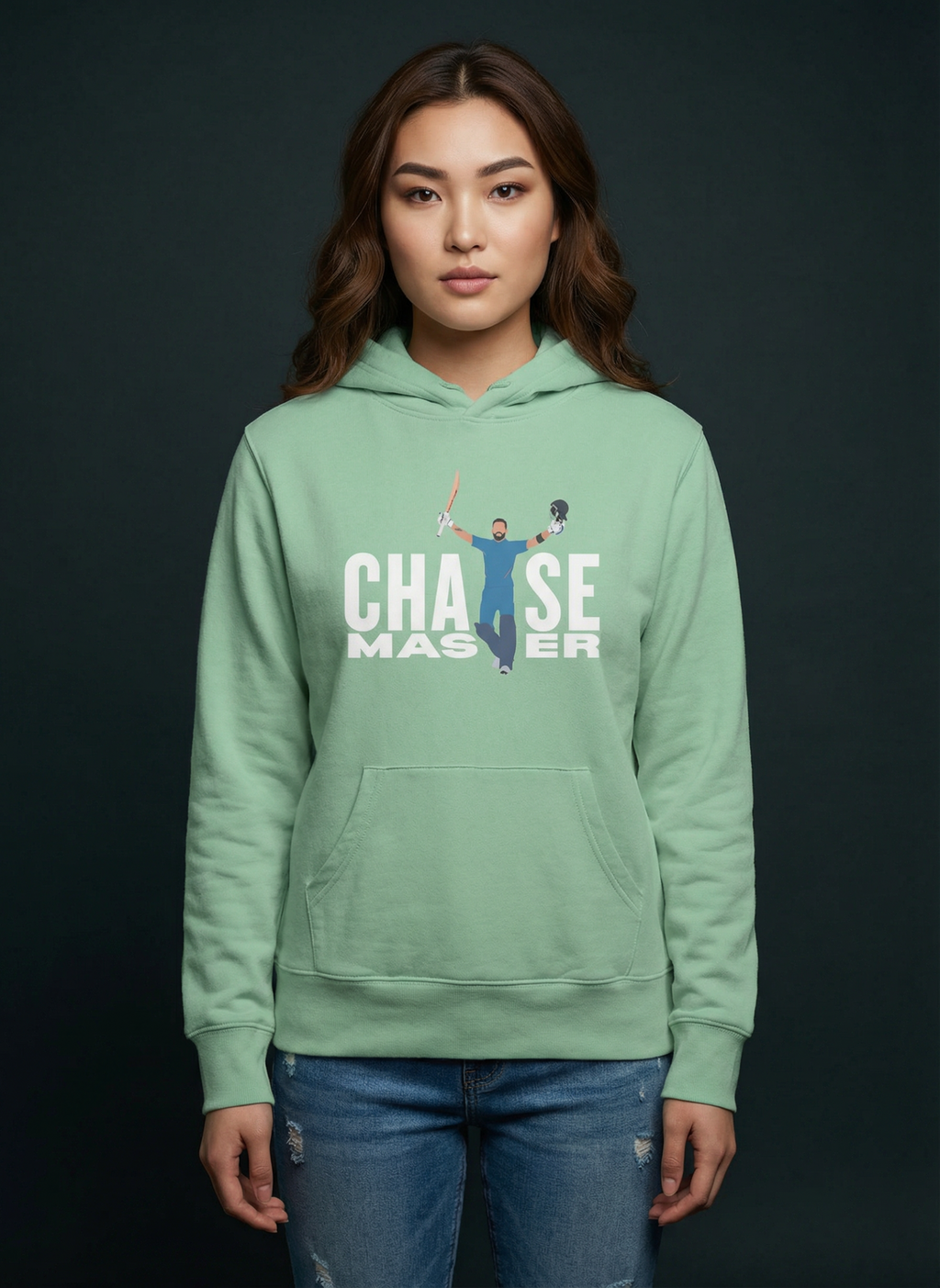 Chase Master - Unisex Regular Fit Cotton Hoodie Mint Green
