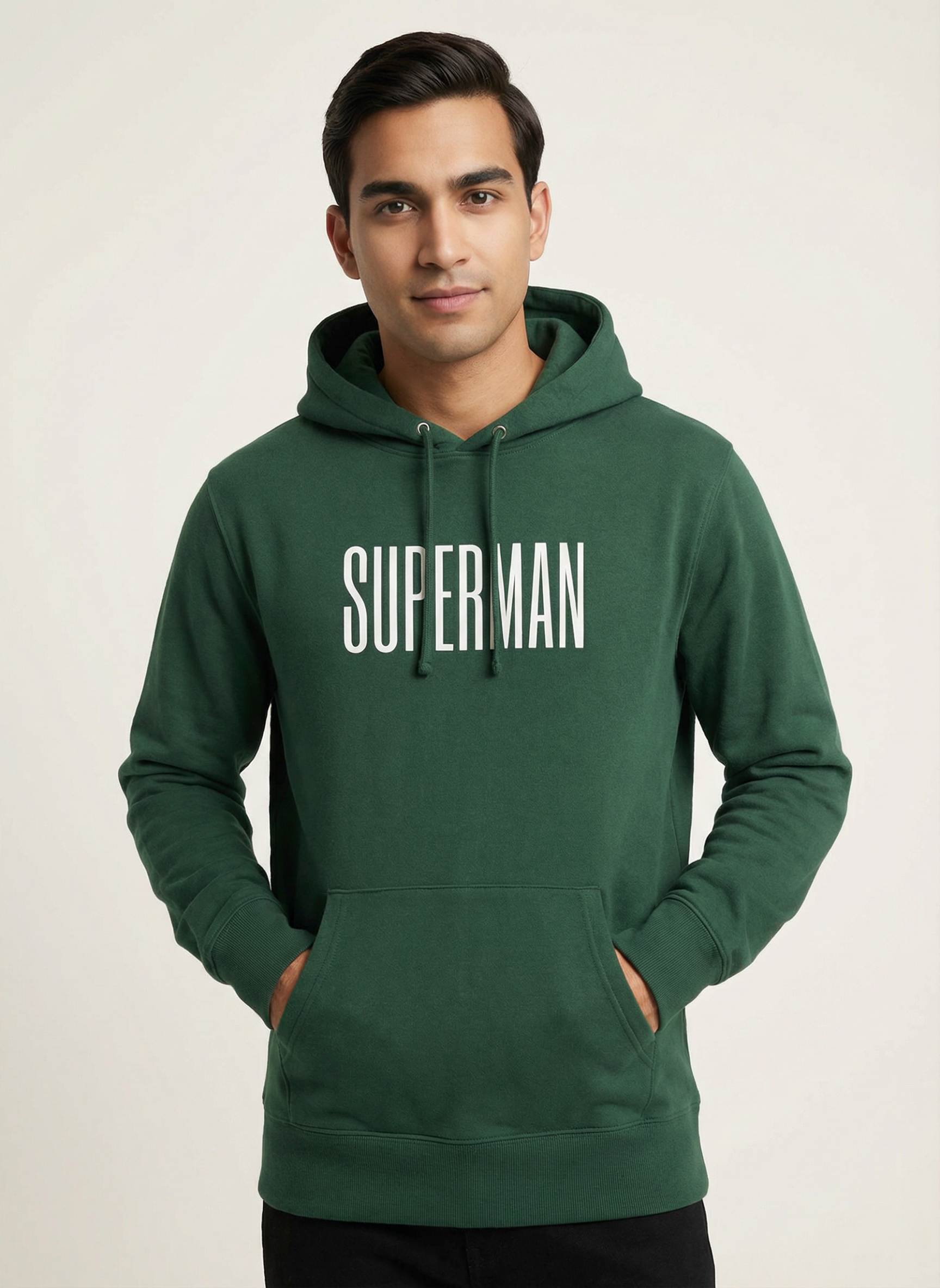 Superman | MR.360 - Unisex Regular Fit Cotton Hoodie Olive Green