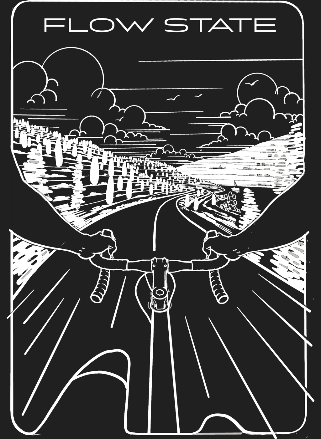 Flowstate Road Bound   - Unisex Regular Fit Cotton T-Shirt Black