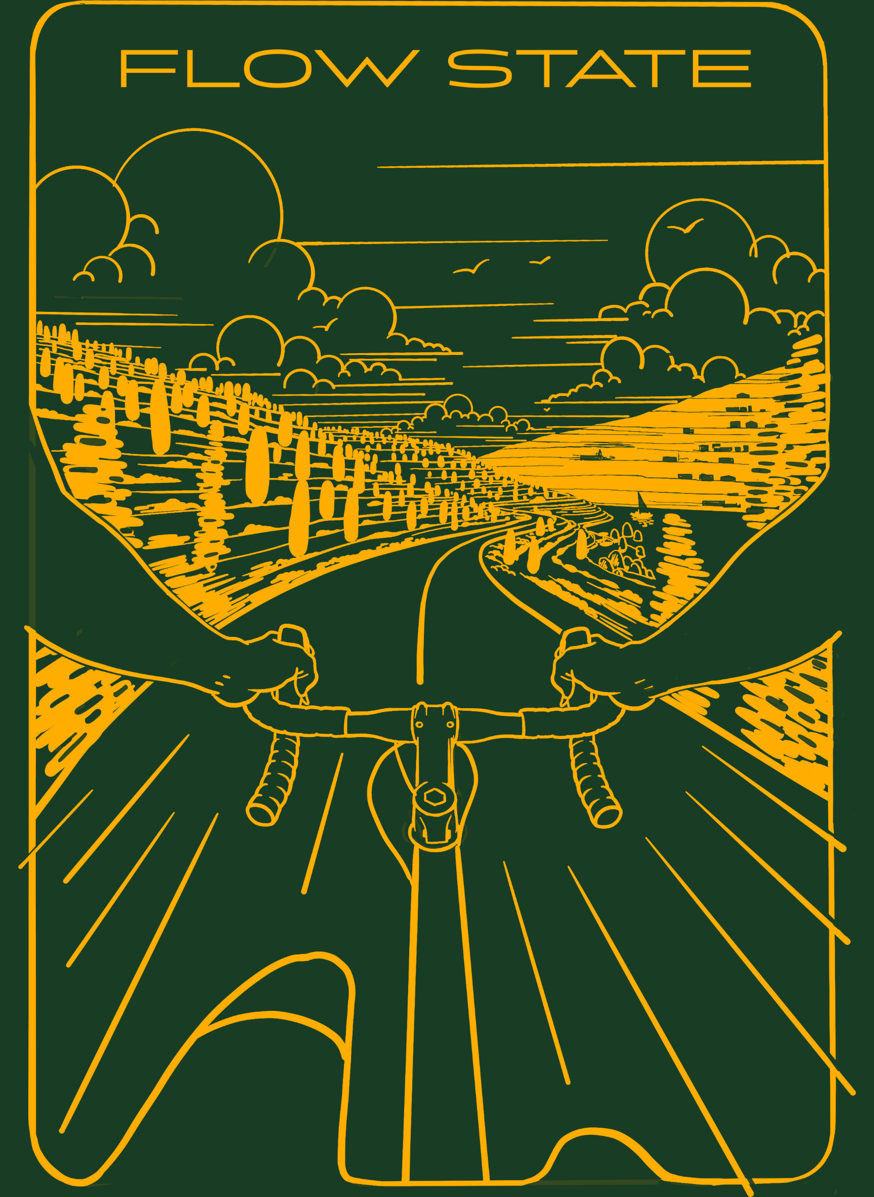 Flowstate Road Bound   - Unisex Regular Fit Cotton T-Shirt Olive Green