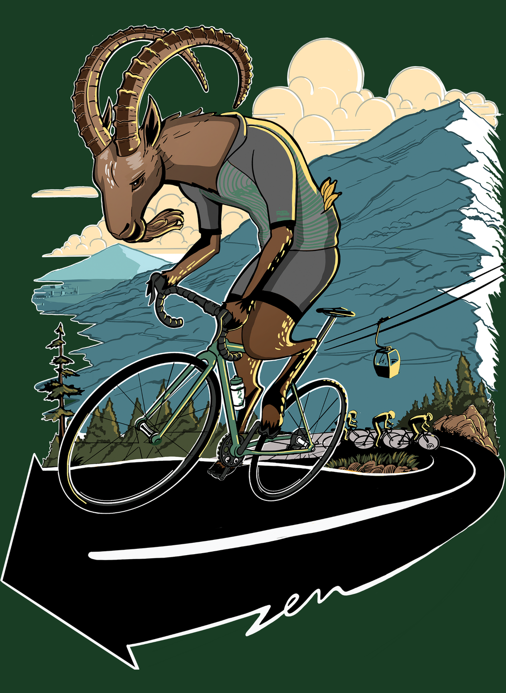 Ibex Climber - Unisex Regular Fit Cotton T-Shirt Olive Green