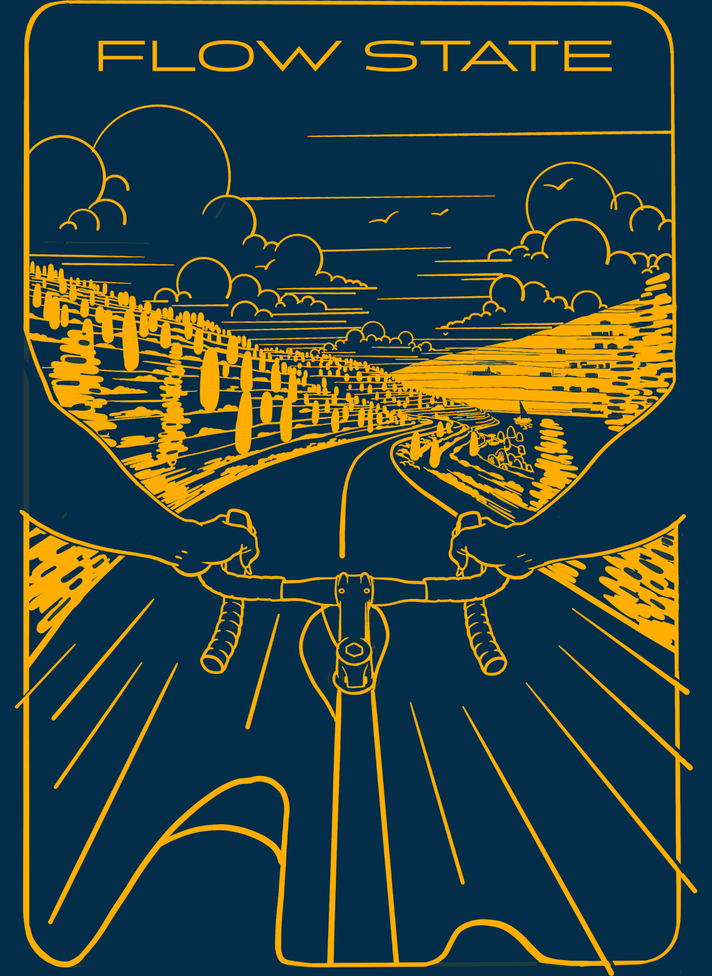 Flowstate Road Bound   - Unisex Regular Fit Cotton T-Shirt Navy Blue