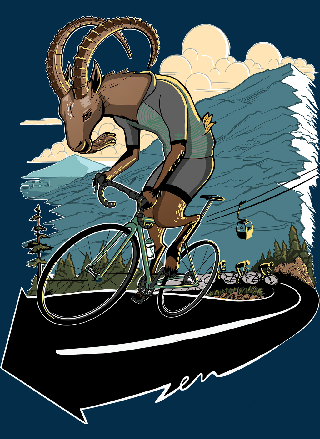 Ibex Climber - Unisex Regular Fit Cotton T-Shirt Navy Blue