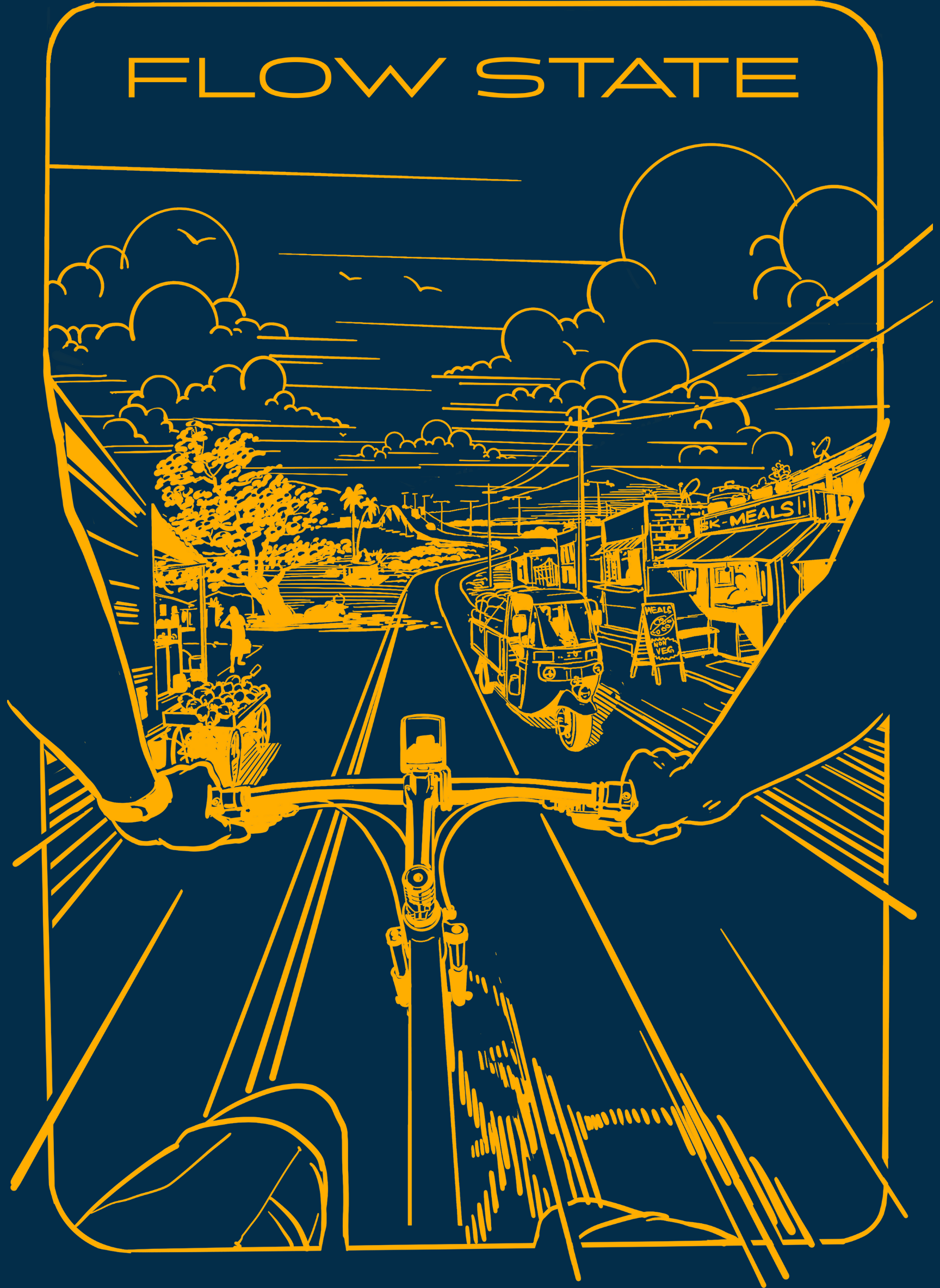 Flowstate City Glide - Unisex Regular Fit Cotton T-Shirt Navy Blue