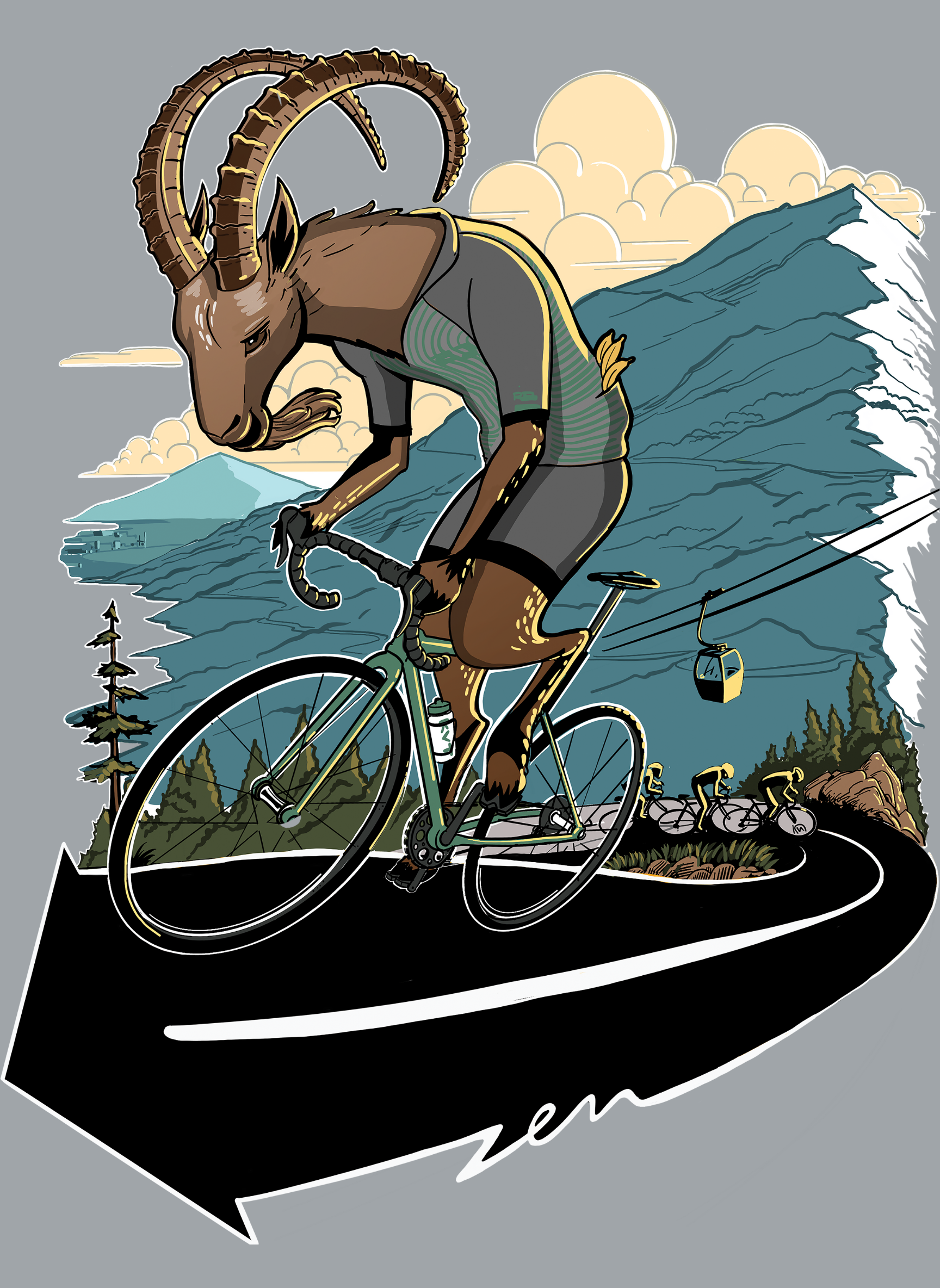 Ibex Climber - Unisex Regular Fit Cotton T-Shirt Silver Frost