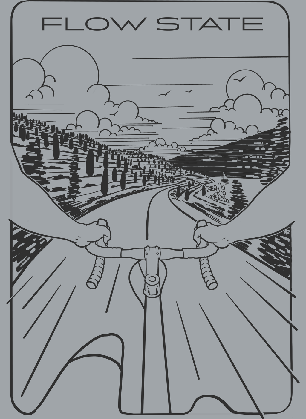 Flowstate Road Bound   - Unisex Regular Fit Cotton T-Shirt Silver Frost