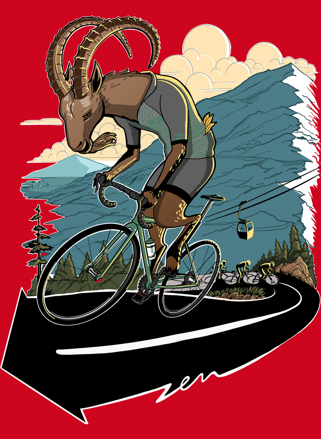 Ibex Climber - Unisex Regular Fit Cotton T-Shirt Red