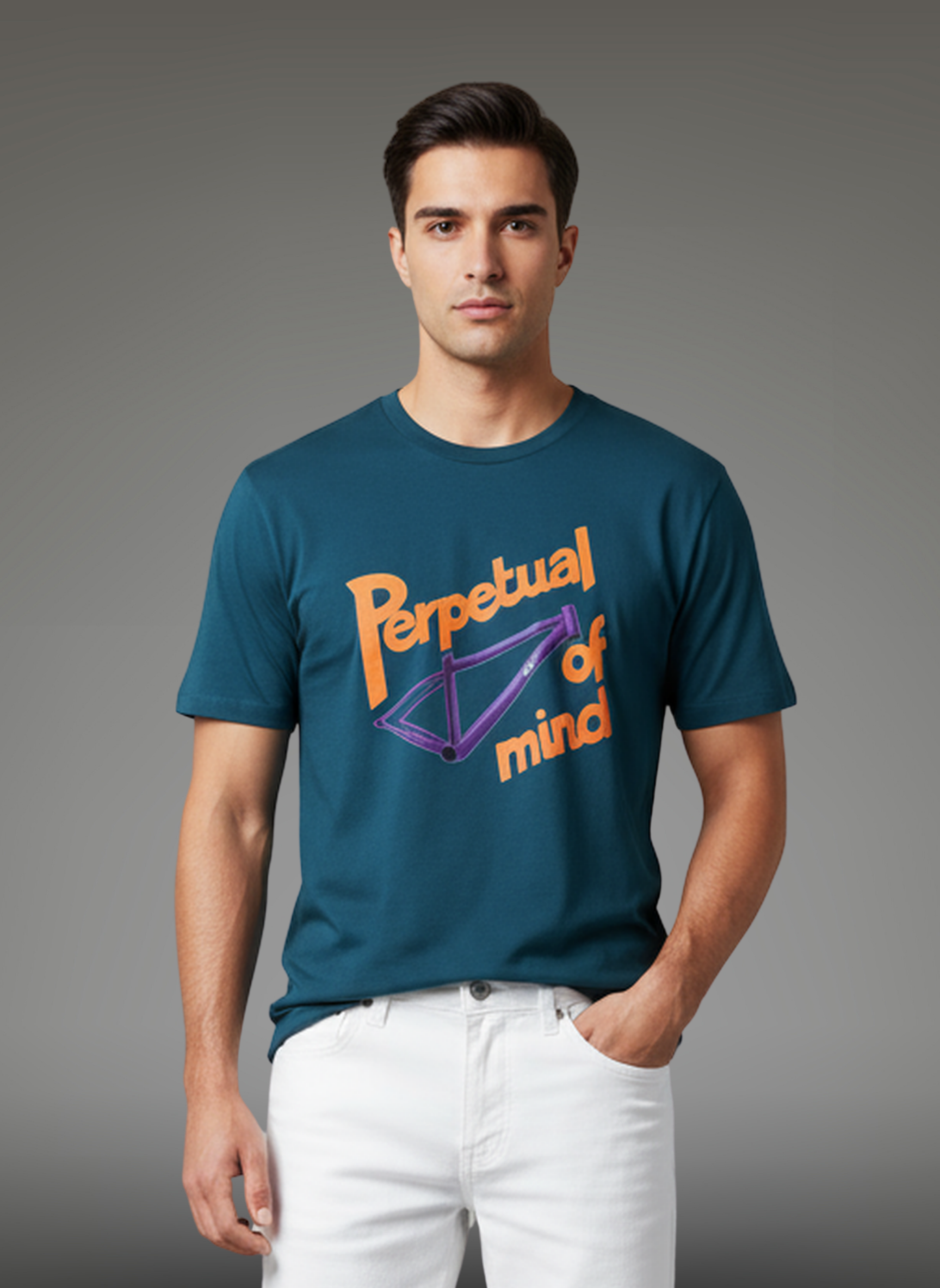Perpetual Frame Of Mind - Unisex Regular Fit Cotton T-Shirt Navy Blue
