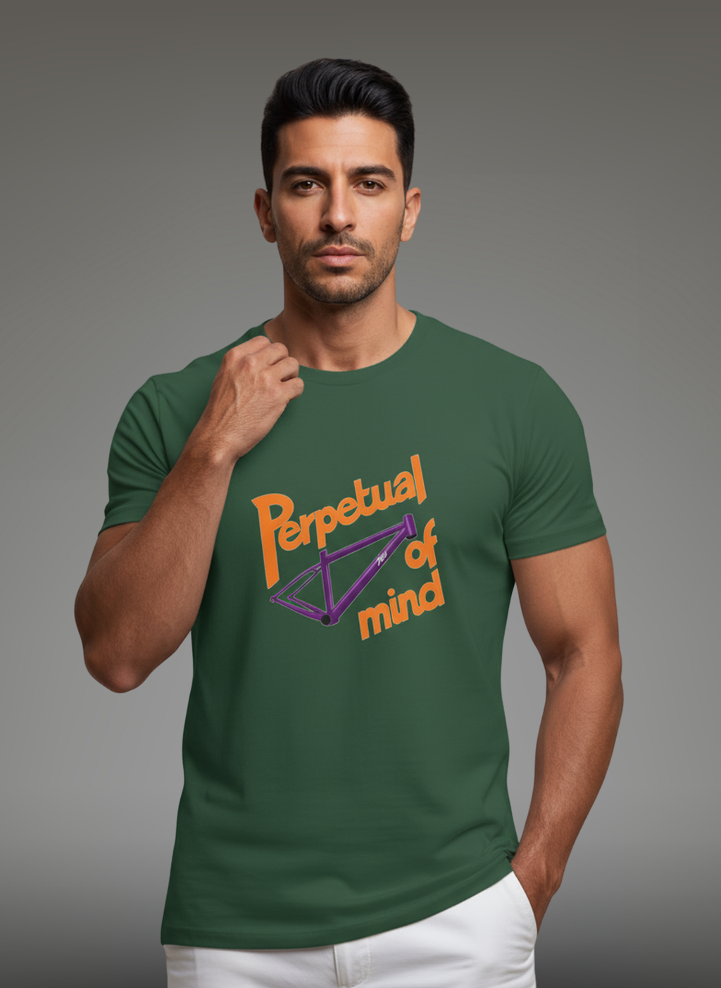 Perpetual Frame Of Mind - Unisex Regular Fit Cotton T-Shirt Olive Green
