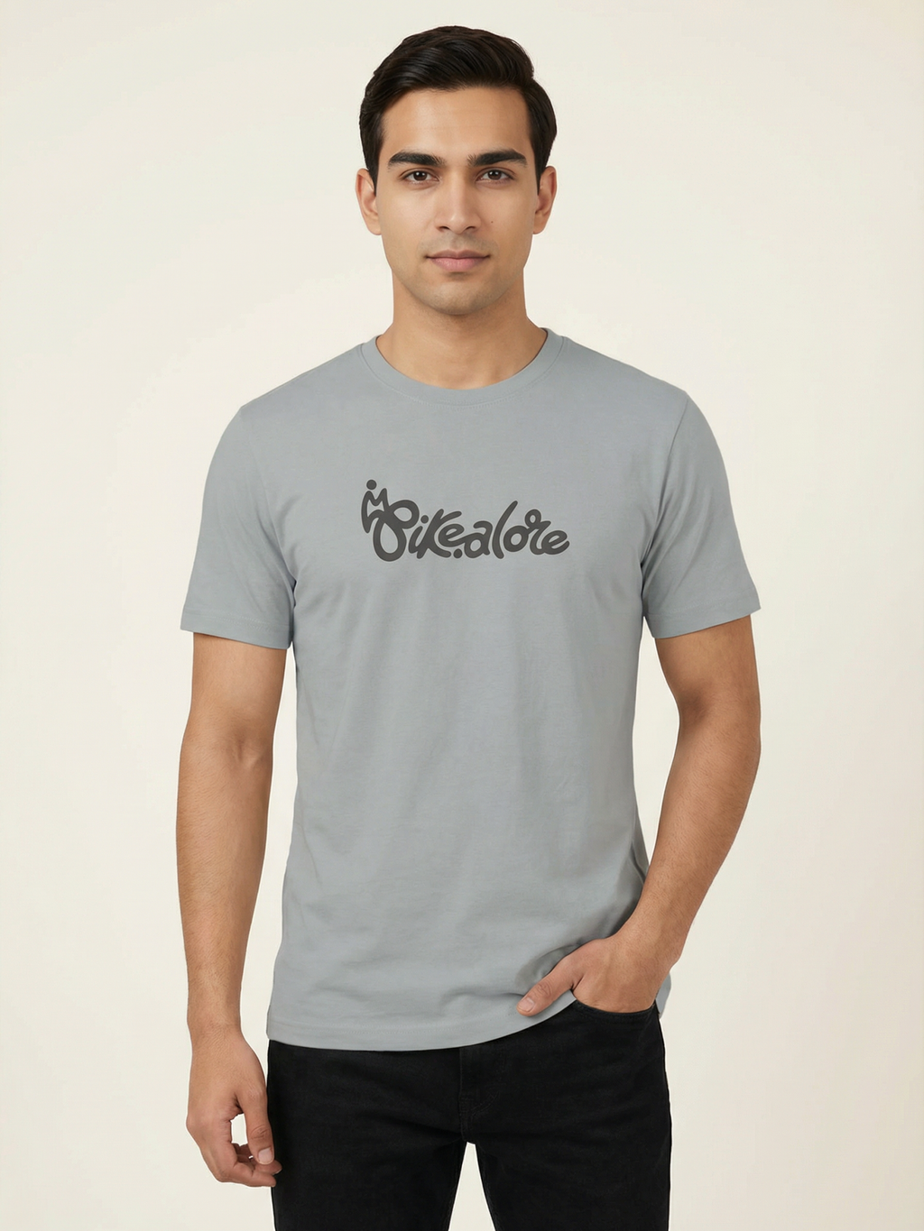 Bikealore - Unisex Regular Fit Cotton T-Shirt Silver Frost