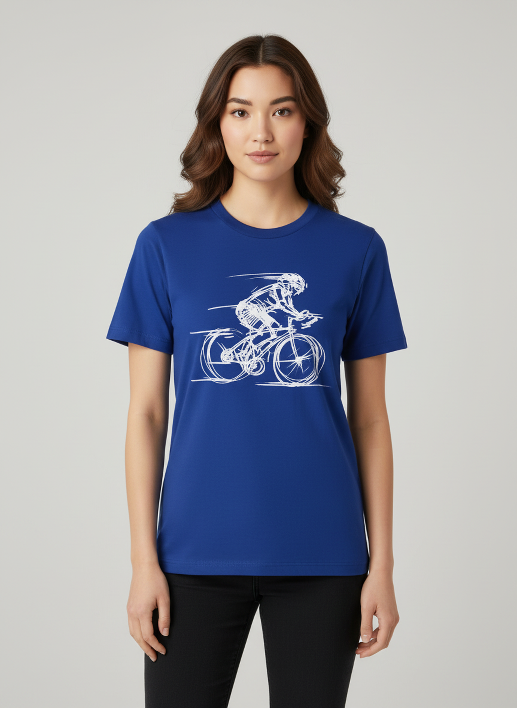 Bike Sketch - Unisex Regular Fit Cotton T-Shirt Royal Blue