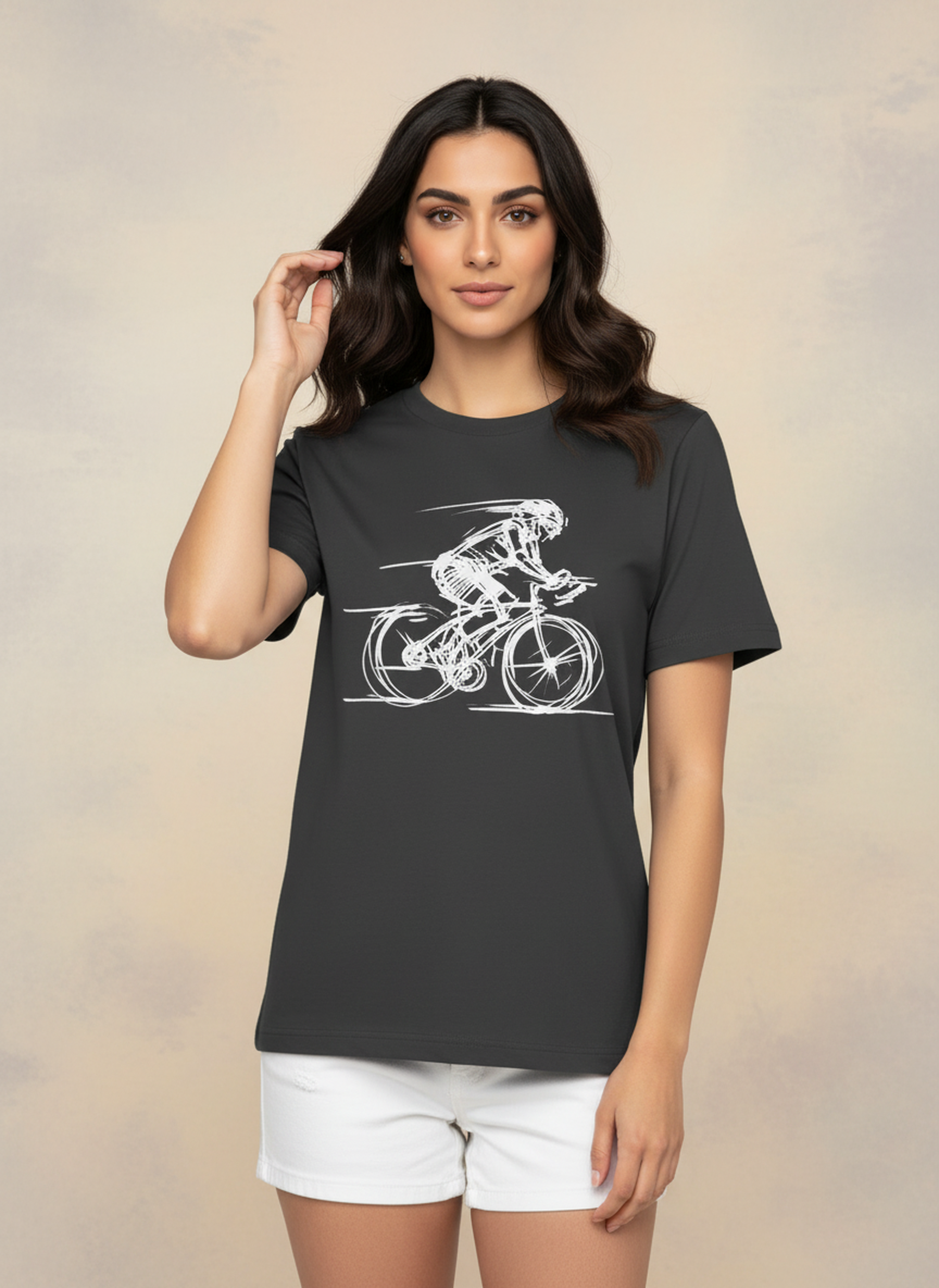 Bike Sketch - Unisex Regular Fit Cotton T-Shirt Black
