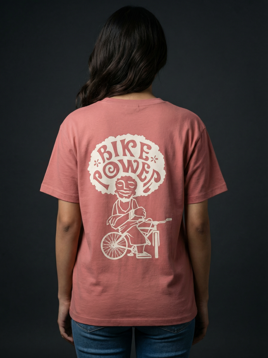 Bike Power - Unisex Oversized Fit T-Shirt Dusty Rose