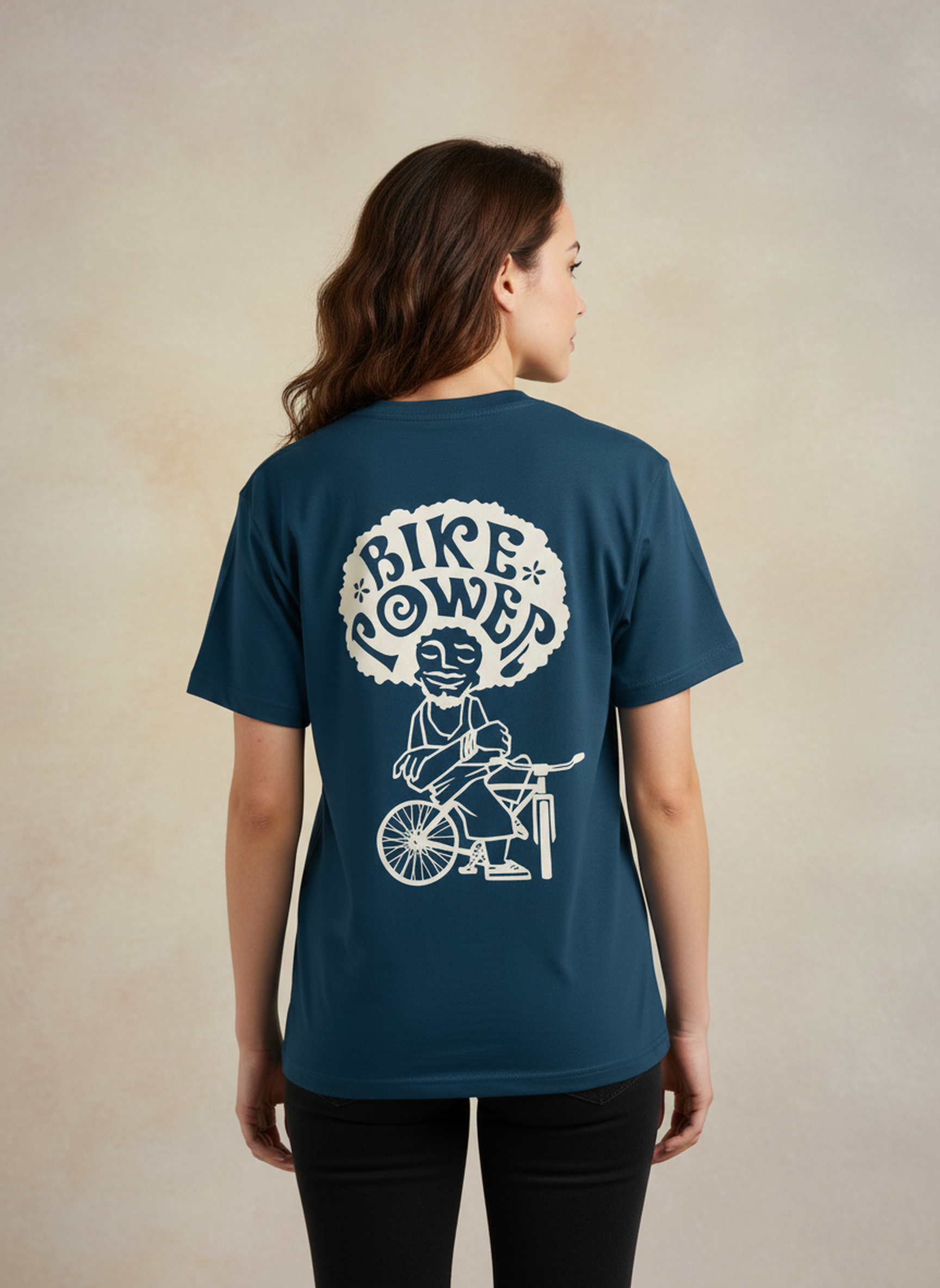 Bike Power - Unisex Oversized Fit T-Shirt Navy Blue