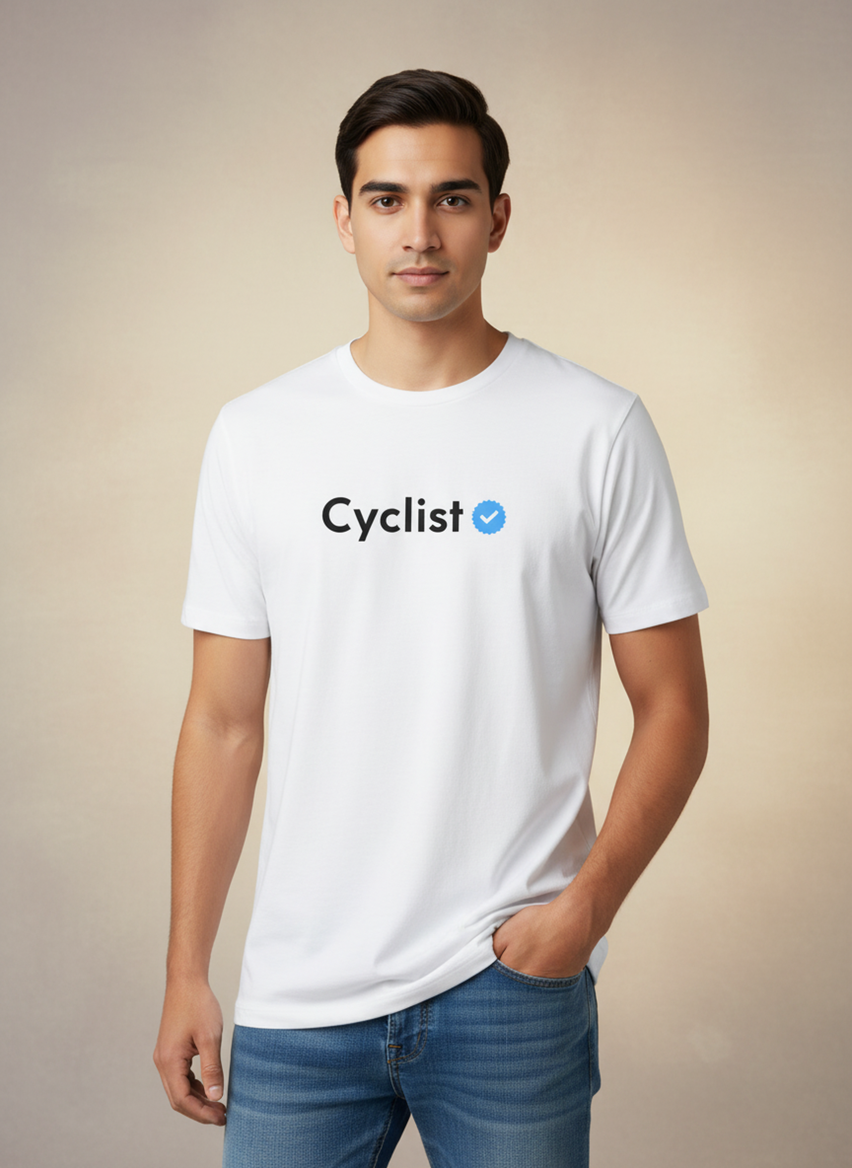 Verified Cyclist - Unisex Regular Fit Cotton T-Shirt White