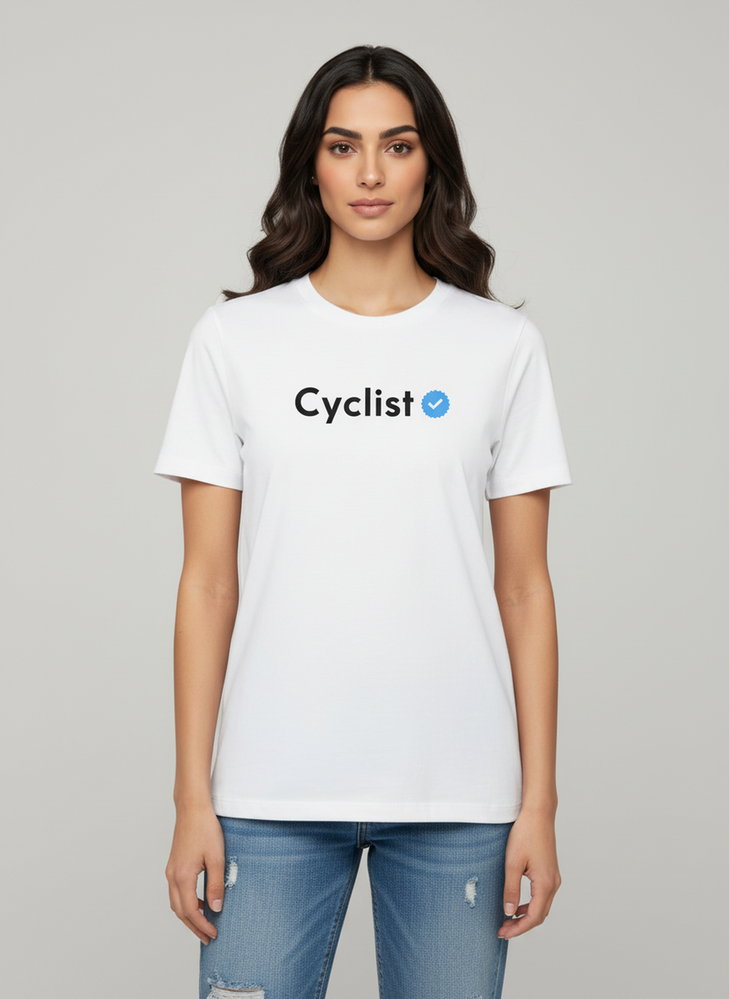 Verified Cyclist - Unisex Regular Fit Cotton T-Shirt White