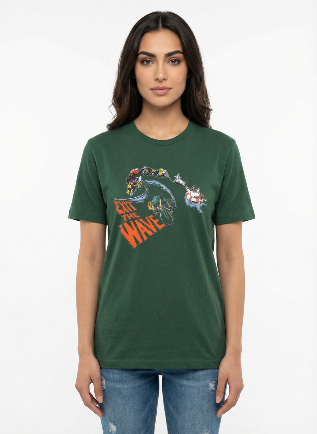Exit The Wave - Unisex Regular Fit Cotton T-Shirt Olive Green