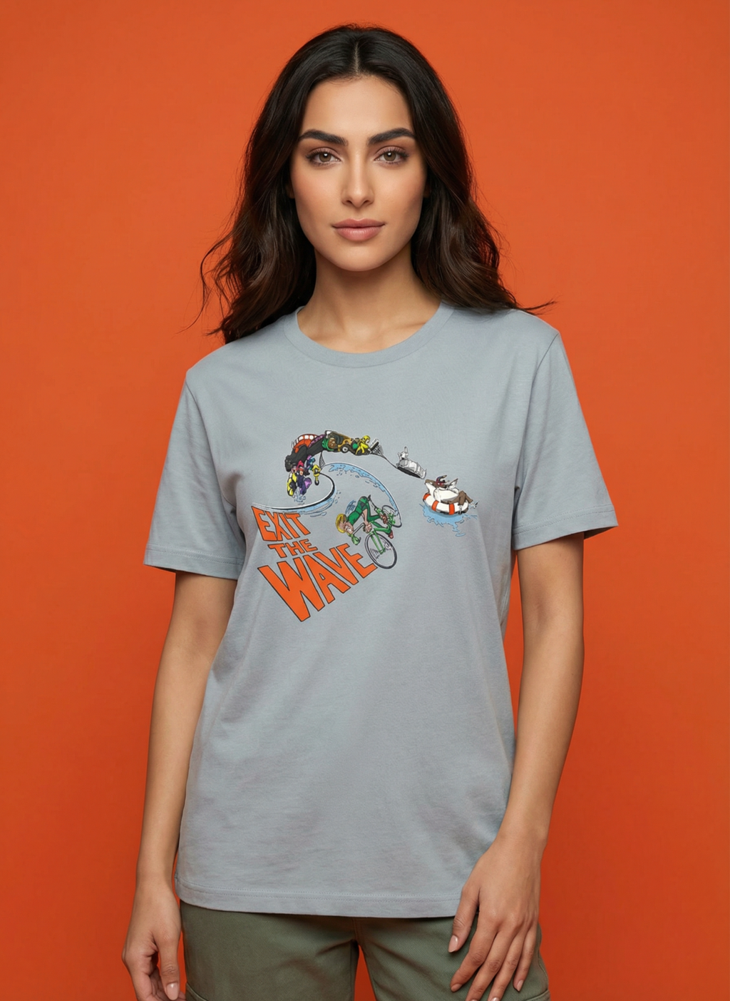 Exit The Wave - Unisex Regular Fit Cotton T-Shirt Silver Frost