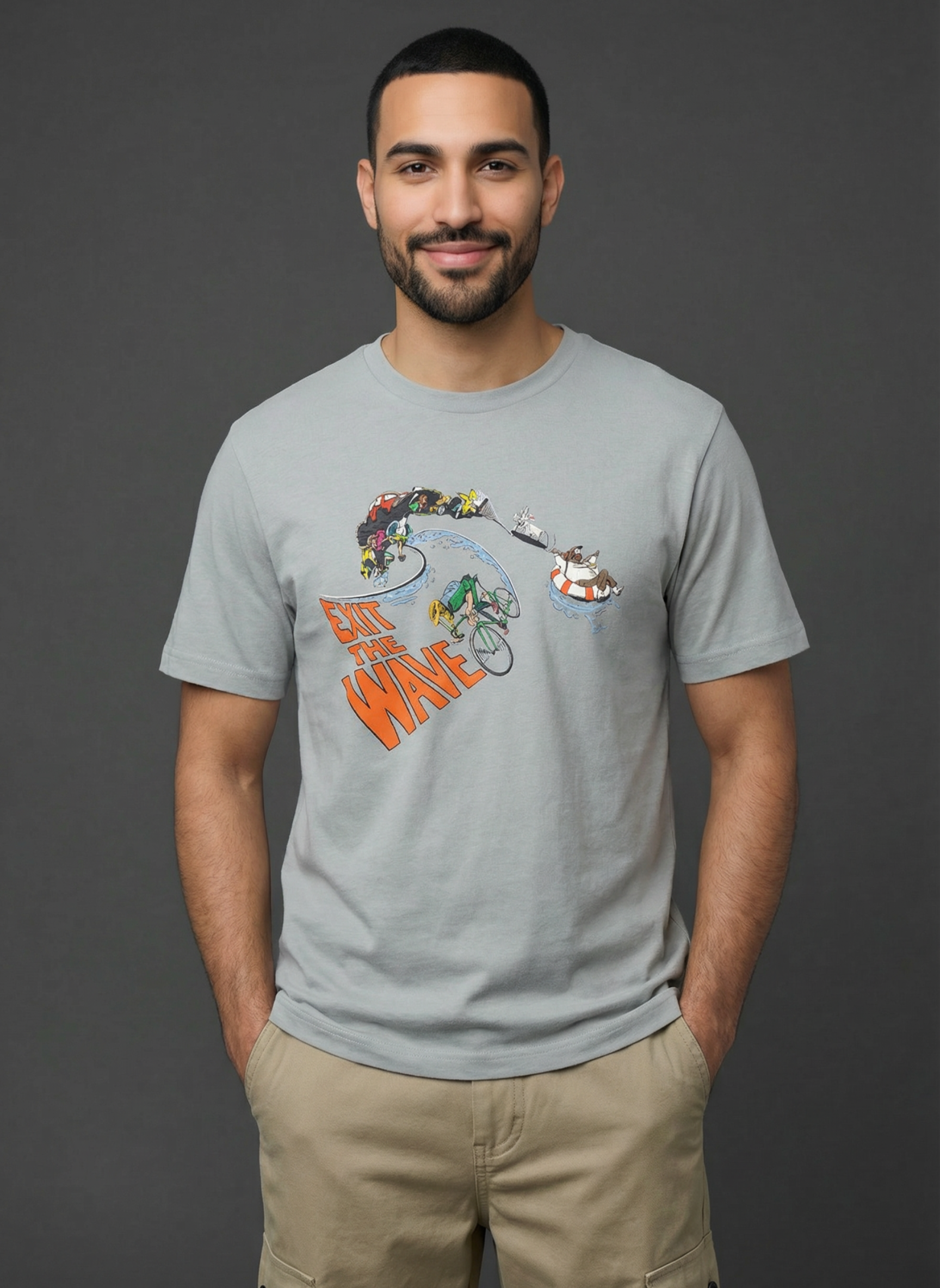 Exit The Wave - Unisex Regular Fit Cotton T-Shirt Silver Frost