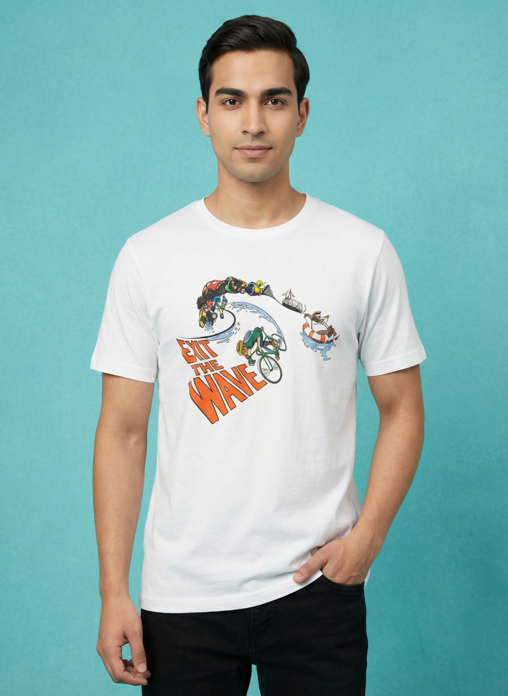 Exit The Wave - Unisex Regular Fit Cotton T-Shirt White