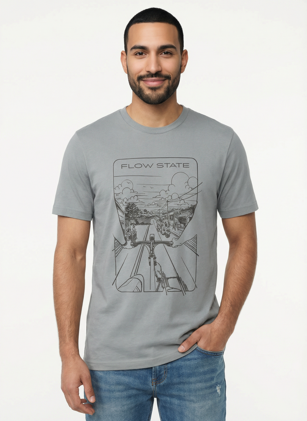 Flowstate City Glide - Unisex Regular Fit Cotton T-Shirt Silver Frost