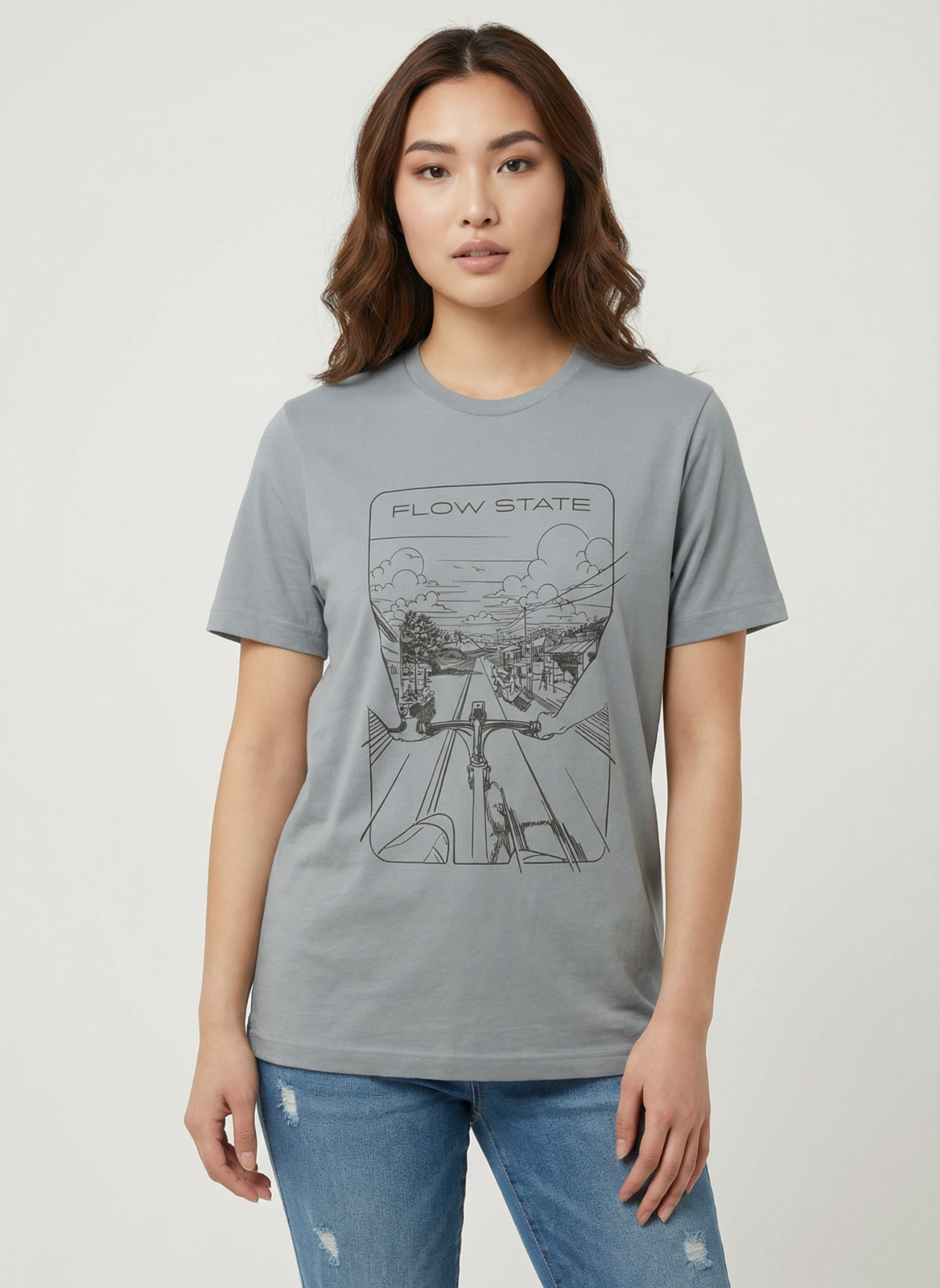 Flowstate City Glide - Unisex Regular Fit Cotton T-Shirt Silver Frost