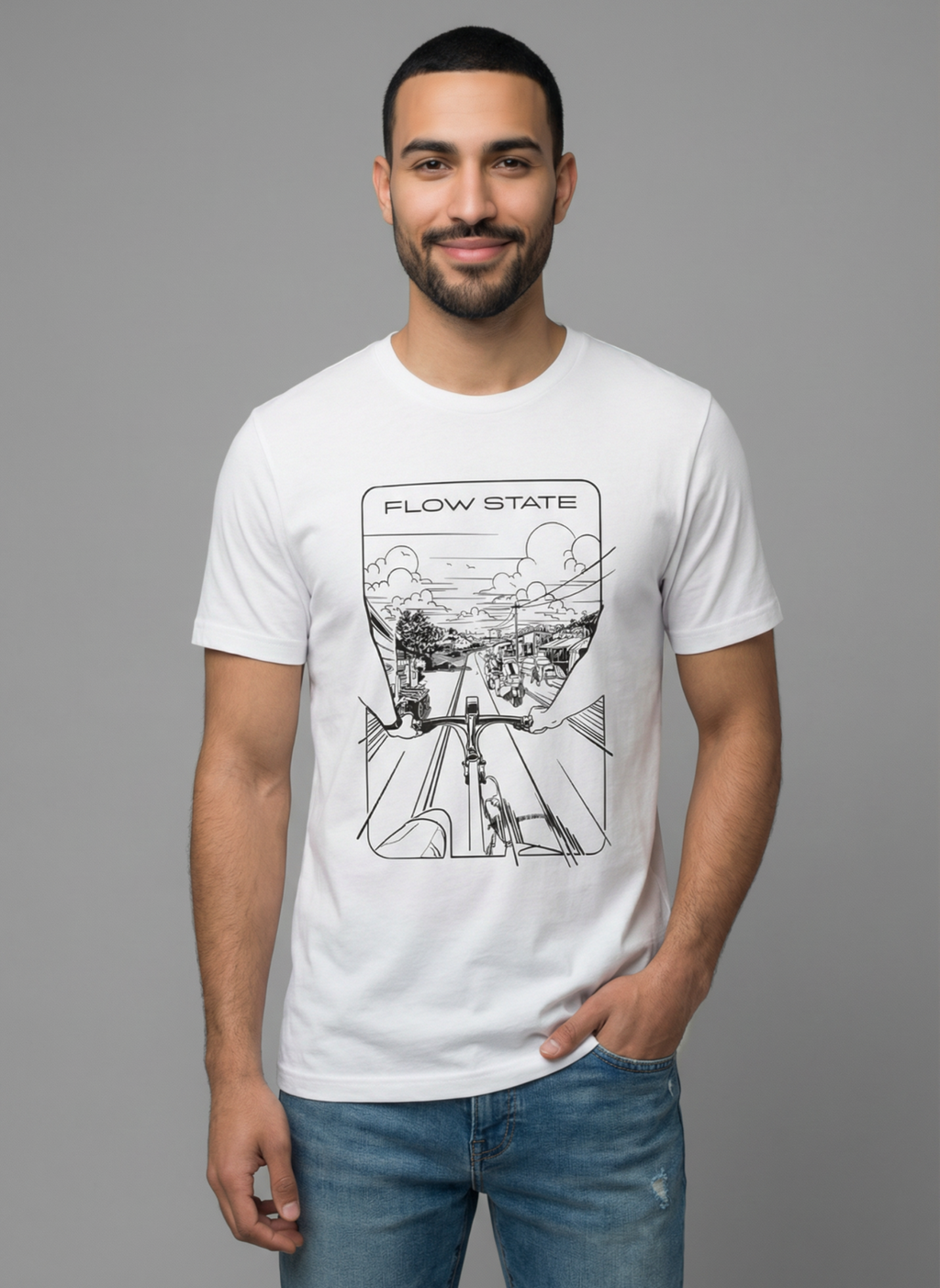 Flowstate City Glide - Unisex Regular Fit Cotton T-Shirt White