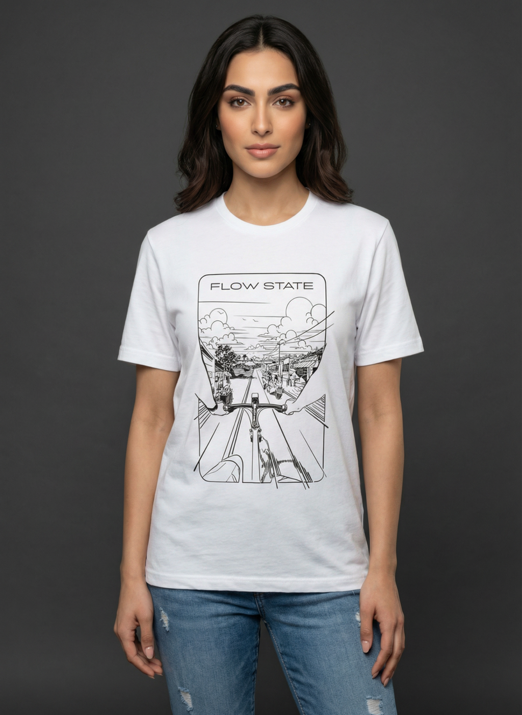 Flowstate City Glide - Unisex Regular Fit Cotton T-Shirt White