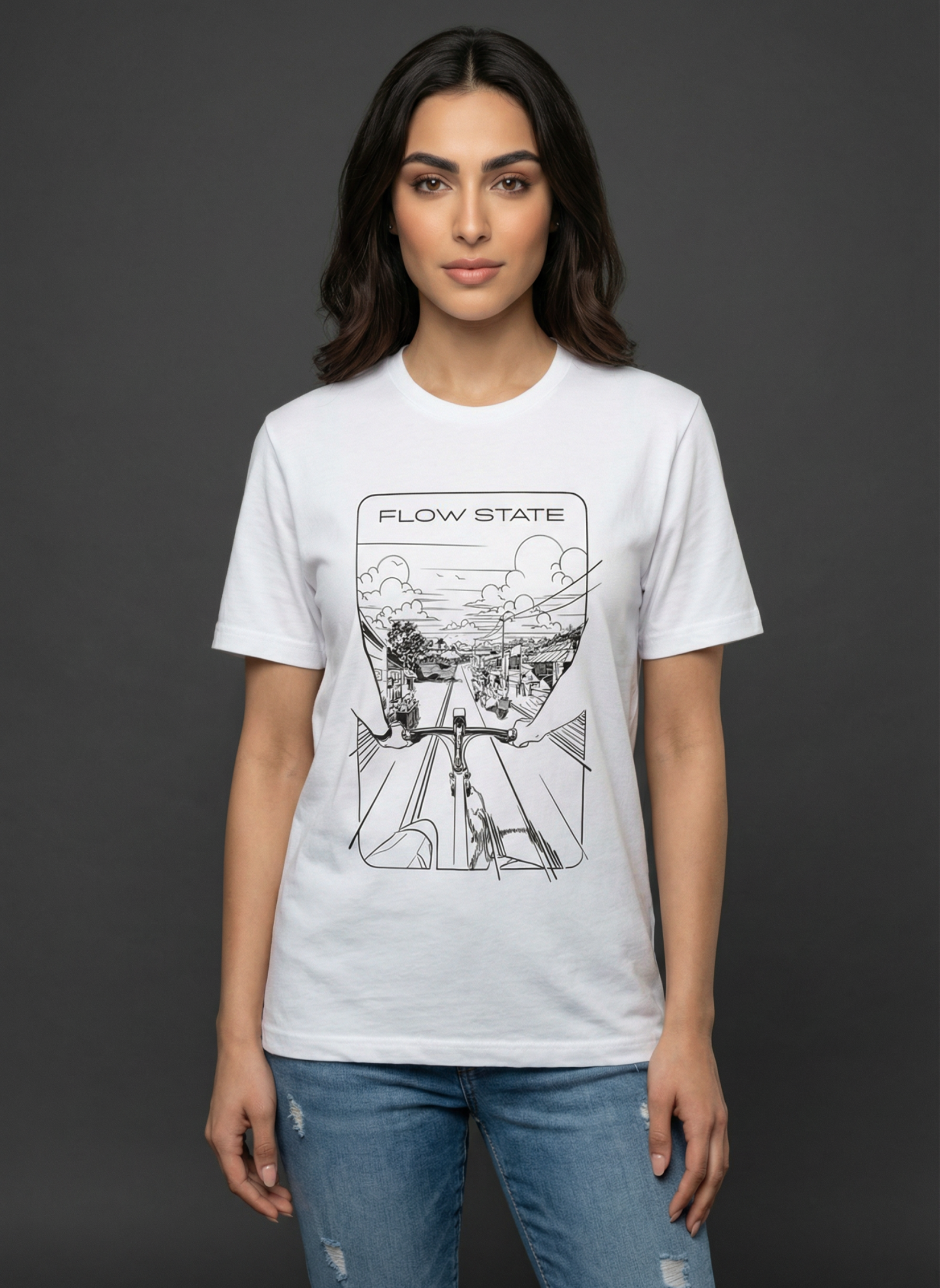 Flowstate City Glide - Unisex Regular Fit Cotton T-Shirt White