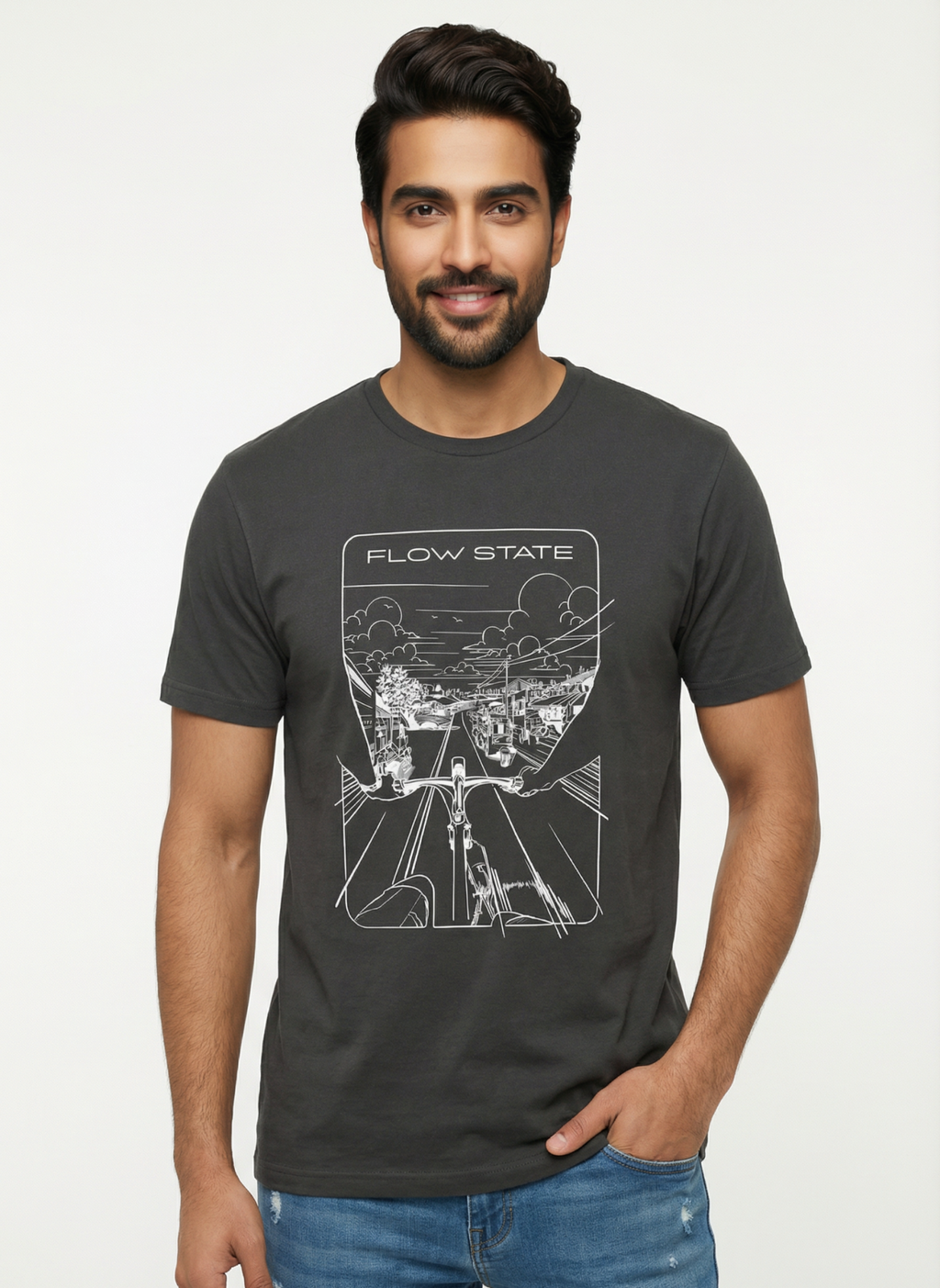 Flowstate City Glide - Unisex Regular Fit Cotton T-Shirt Black