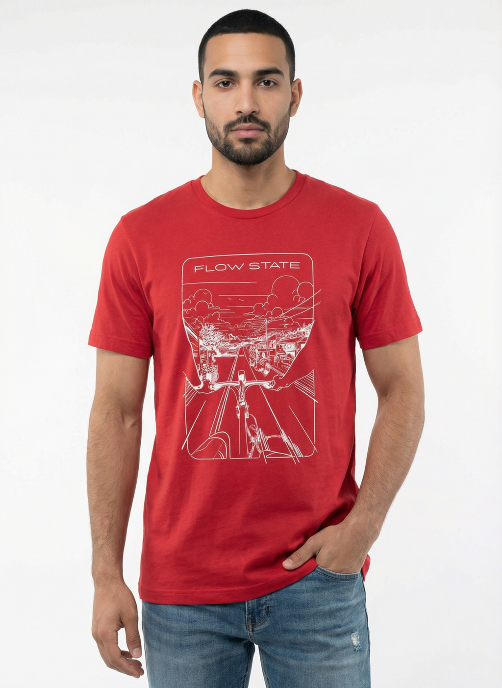 Flowstate City Glide - Unisex Regular Fit Cotton T-Shirt Red