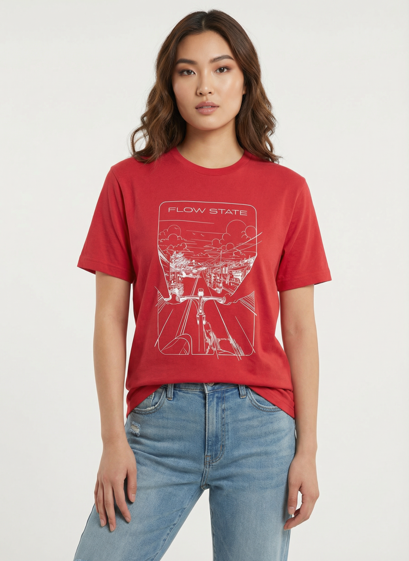 Flowstate City Glide - Unisex Regular Fit Cotton T-Shirt Red