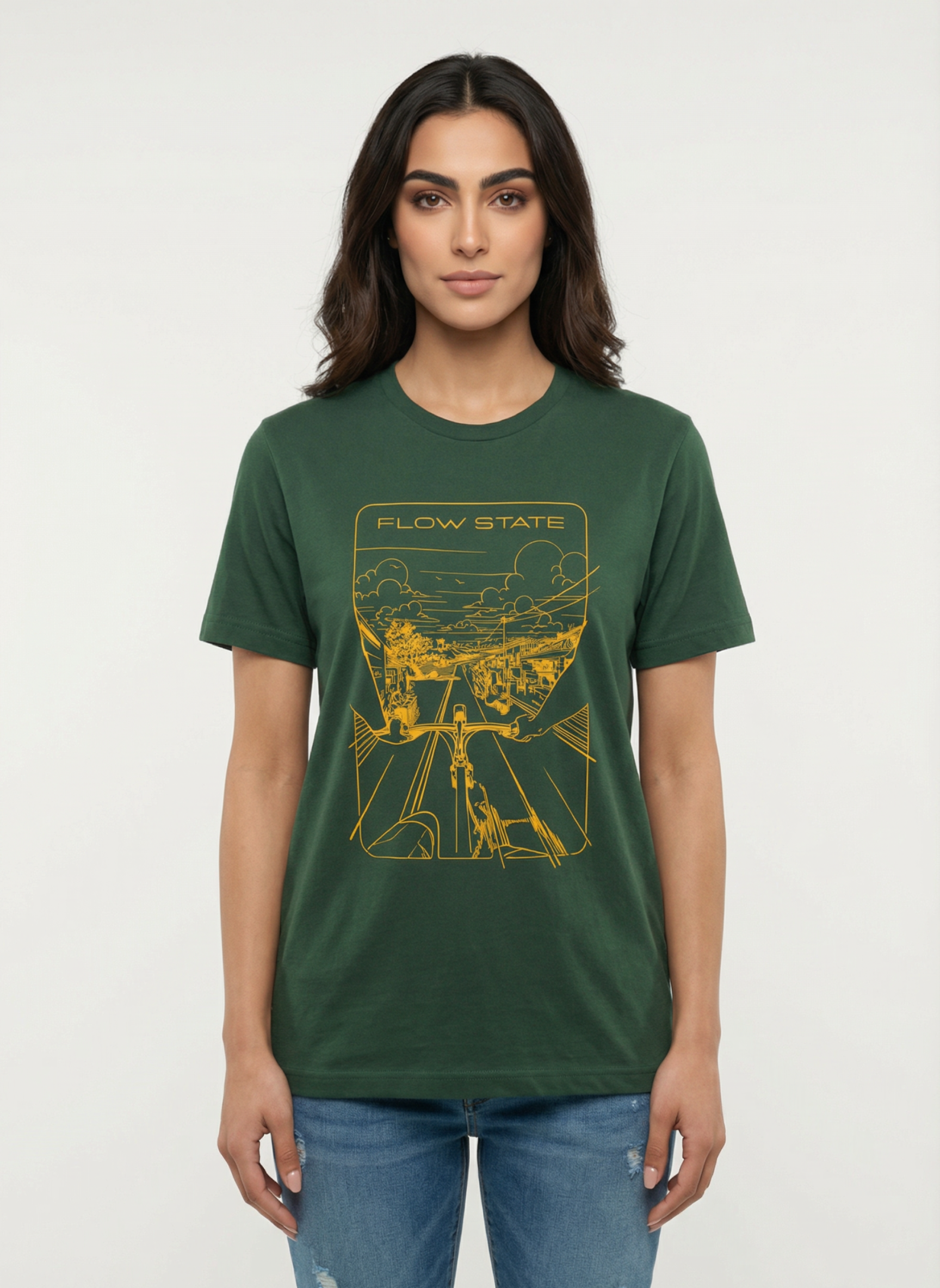 Flowstate City Glide - Unisex Regular Fit Cotton T-Shirt Olive Green