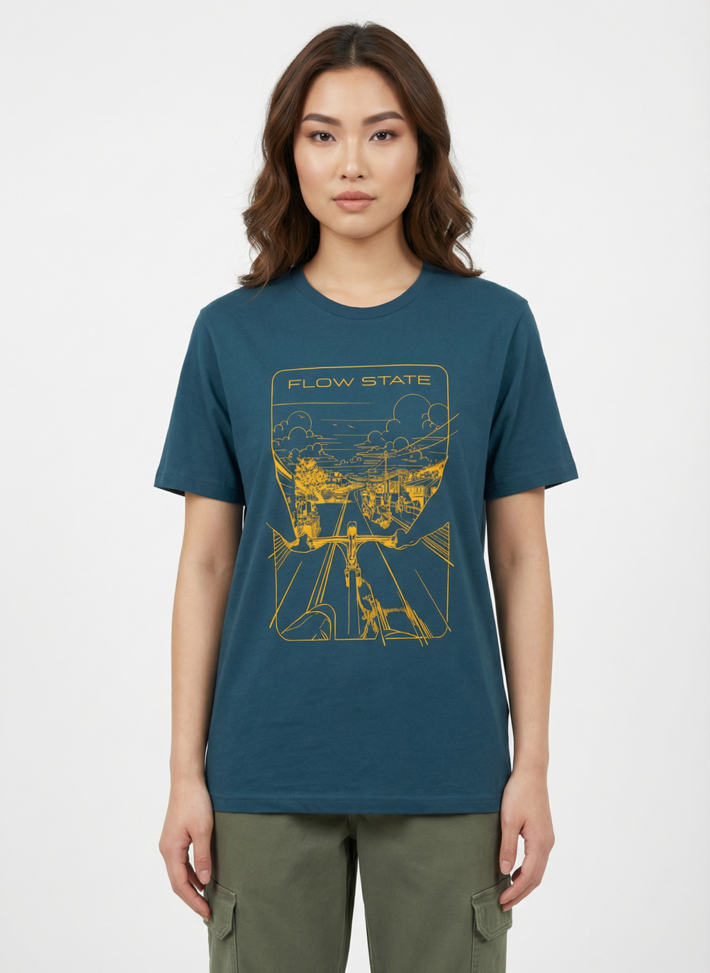 Flowstate City Glide - Unisex Regular Fit Cotton T-Shirt Navy Blue