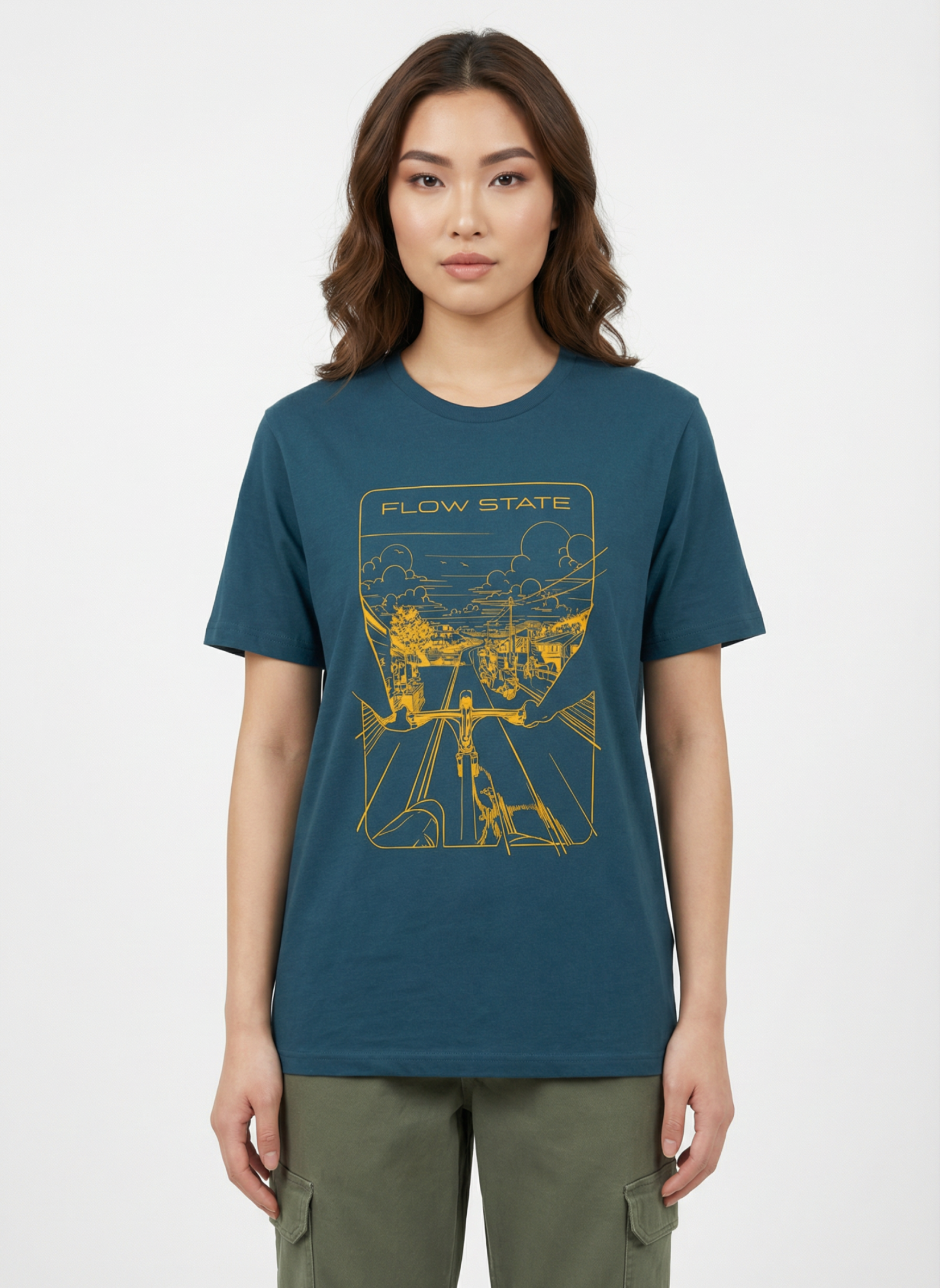 Flowstate City Glide - Unisex Regular Fit Cotton T-Shirt Navy Blue