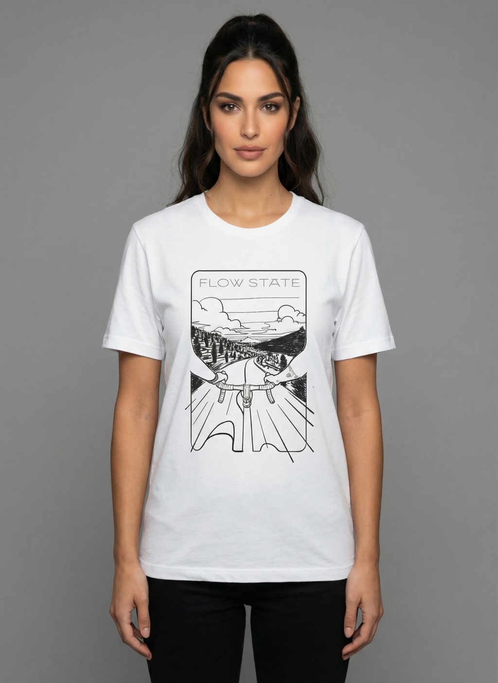 Flowstate Road Bound   - Unisex Regular Fit Cotton T-Shirt White