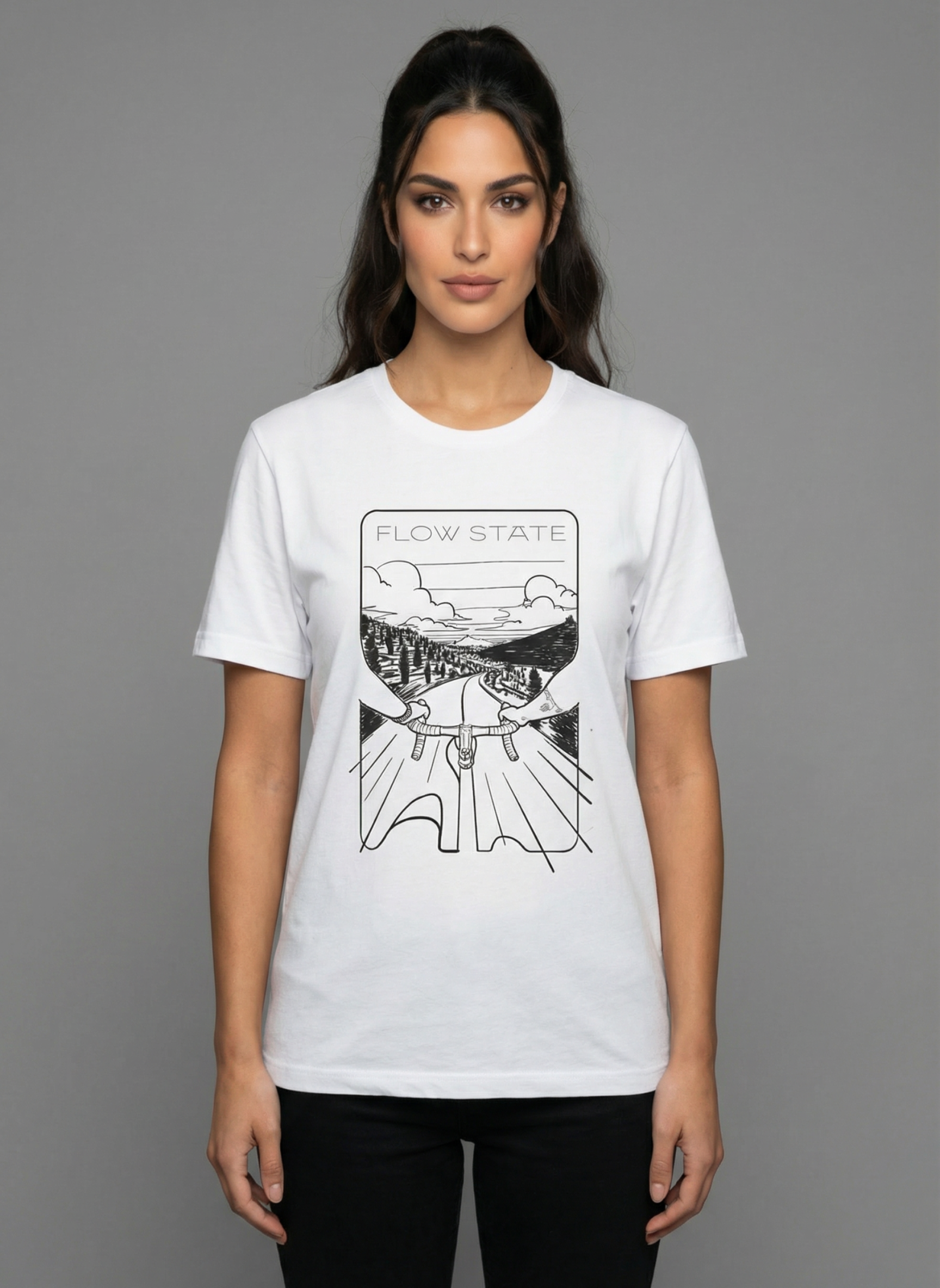 Flowstate Road Bound   - Unisex Regular Fit Cotton T-Shirt White