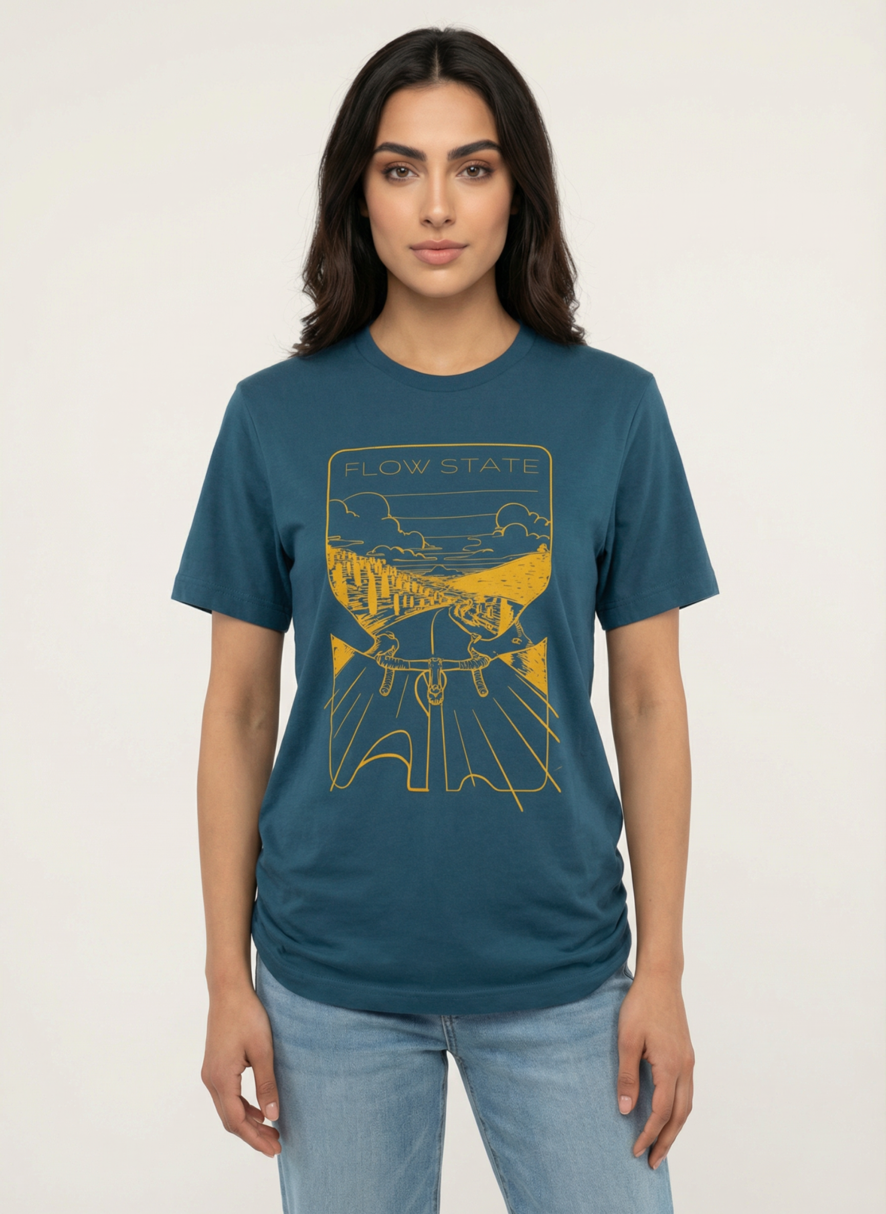 Flowstate Road Bound   - Unisex Regular Fit Cotton T-Shirt Navy Blue