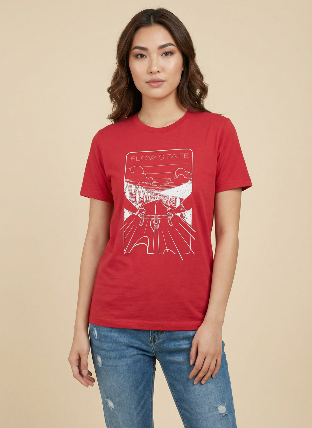 Flowstate Road Bound   - Unisex Regular Fit Cotton T-Shirt Red