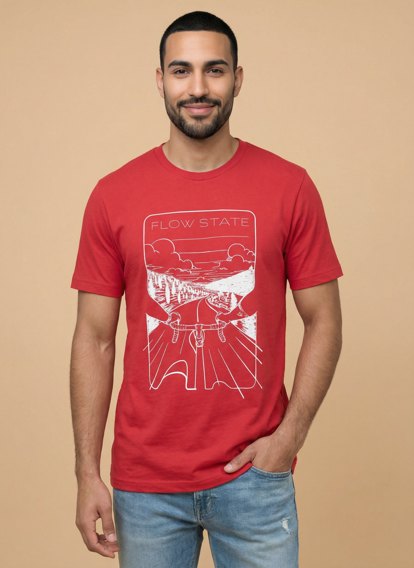 Flowstate Road Bound   - Unisex Regular Fit Cotton T-Shirt Red