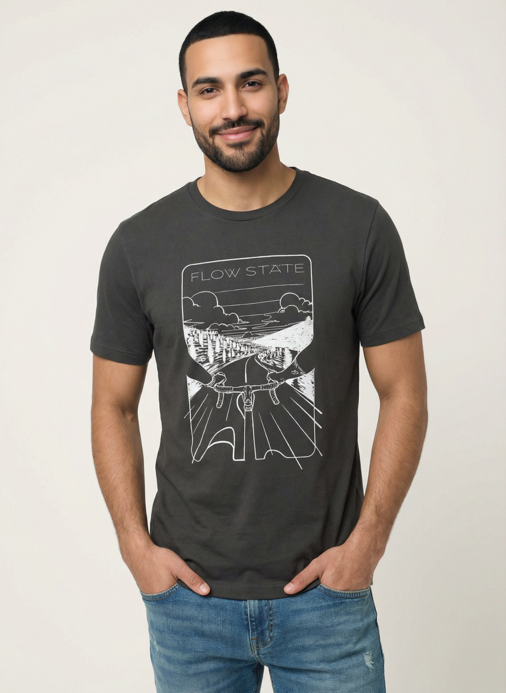 Flowstate Road Bound   - Unisex Regular Fit Cotton T-Shirt Black