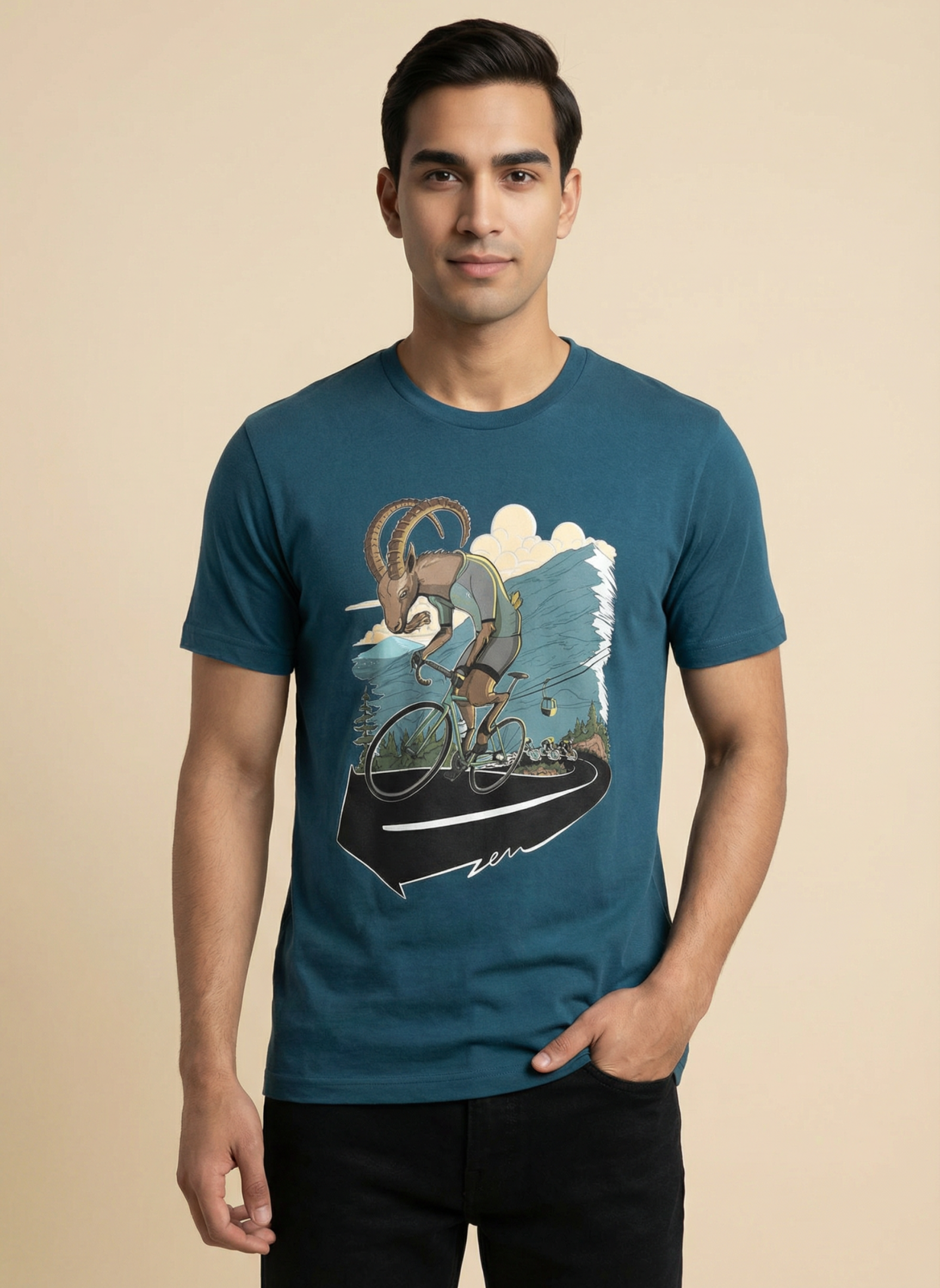 Ibex Climber - Unisex Regular Fit Cotton T-Shirt Navy Blue