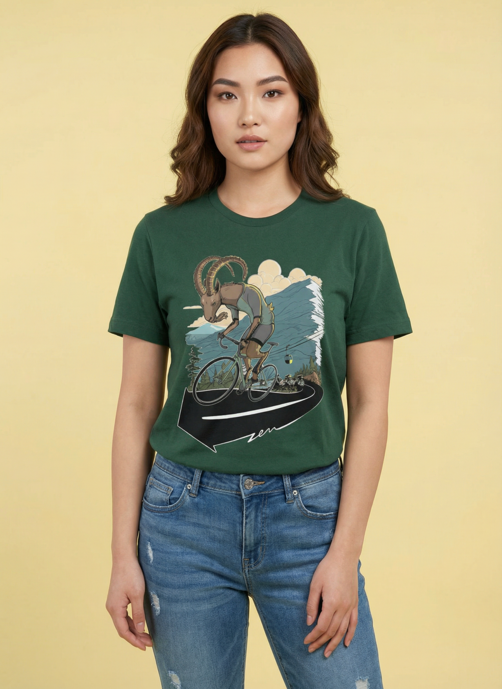 Ibex Climber - Unisex Regular Fit Cotton T-Shirt Olive Green