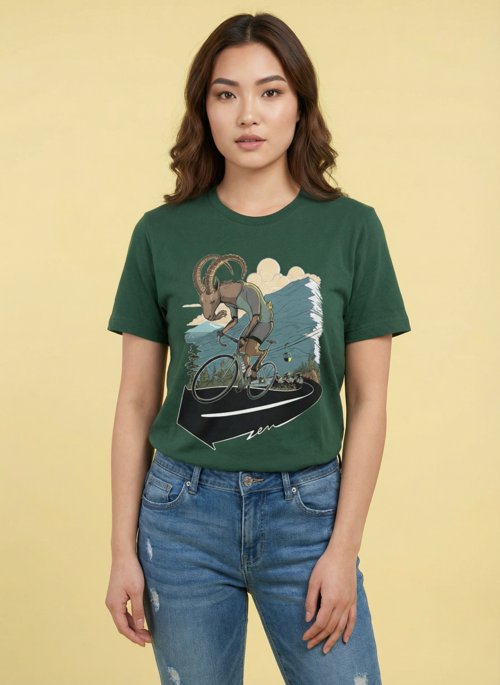 Ibex Climber - Unisex Regular Fit Cotton T-Shirt Olive Green