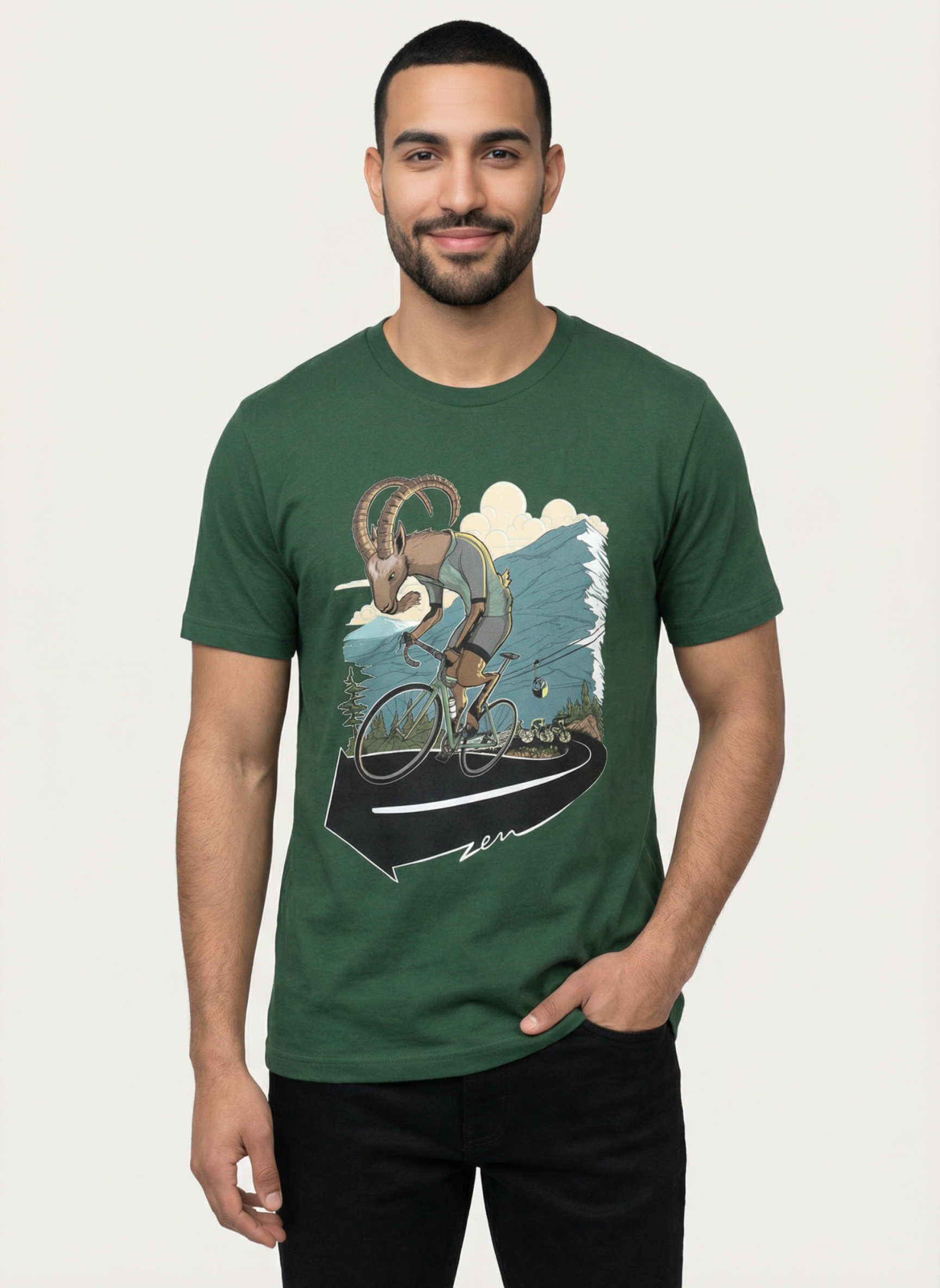 Ibex Climber - Unisex Regular Fit Cotton T-Shirt Olive Green