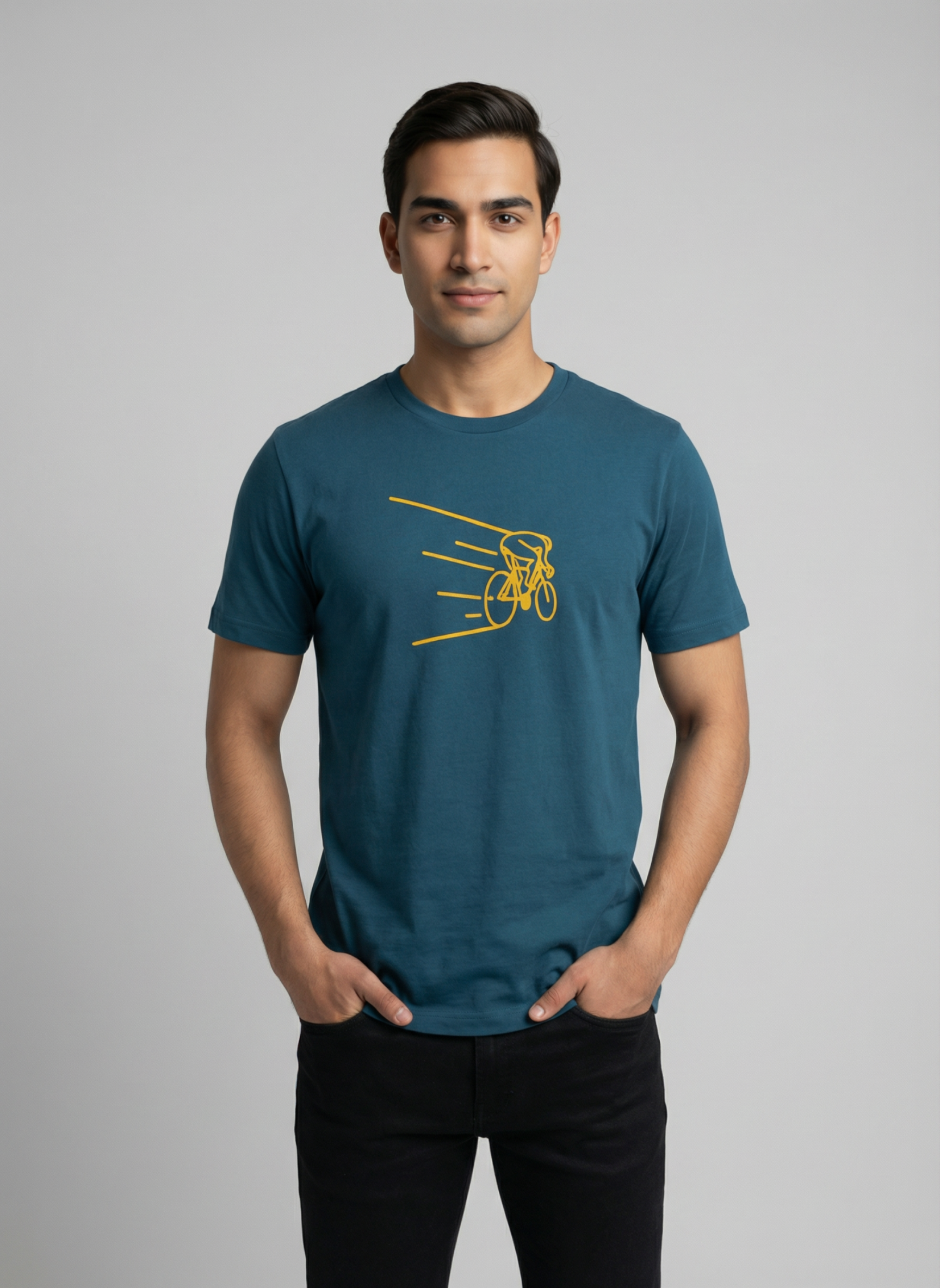 Kinetic Cyclist - Unisex Regular Fit Cotton T-Shirt Navy Blue