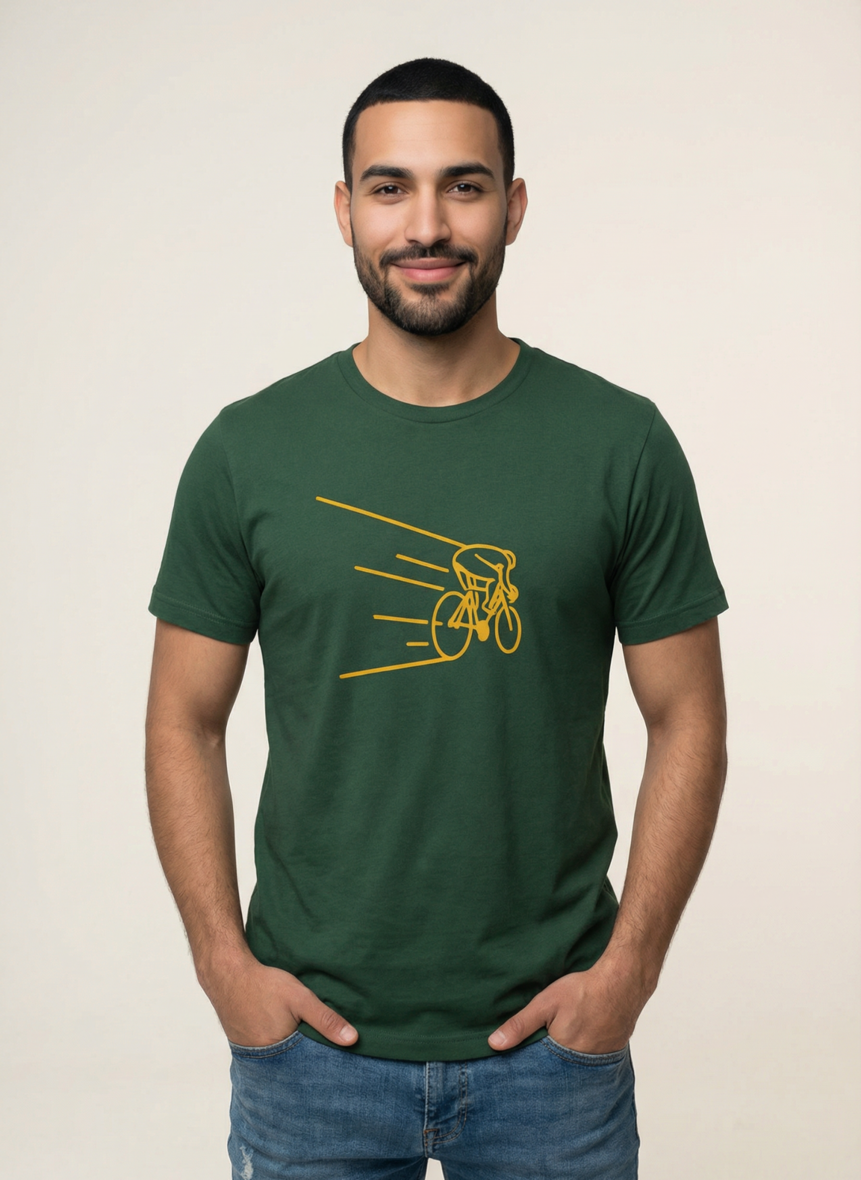 Kinetic Cyclist - Unisex Regular Fit Cotton T-Shirt Olive Green
