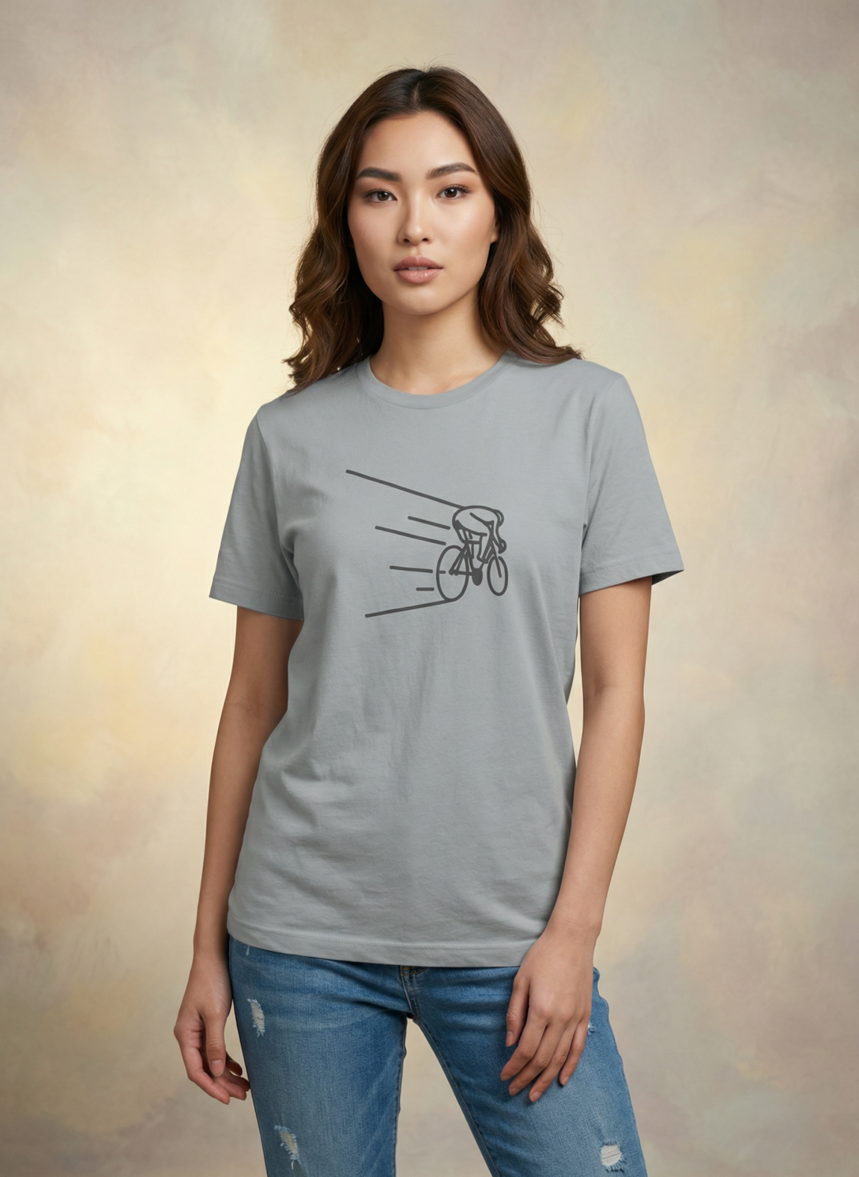 Kinetic Cyclist - Unisex Regular Fit Cotton T-Shirt Silver Frost