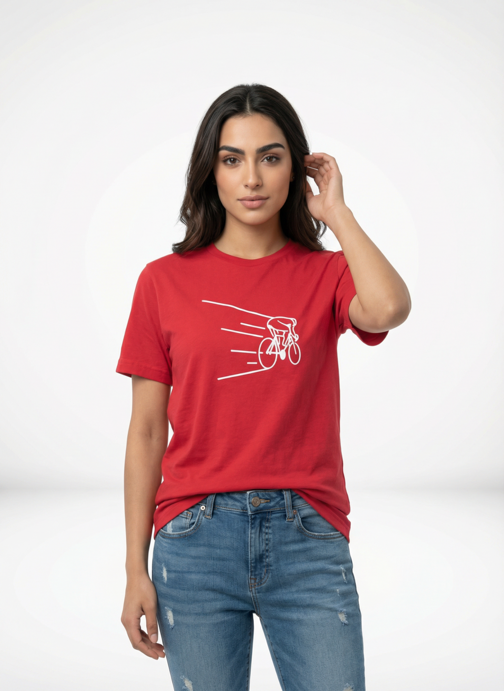 Kinetic Cyclist - Unisex Regular Fit Cotton T-Shirt Red