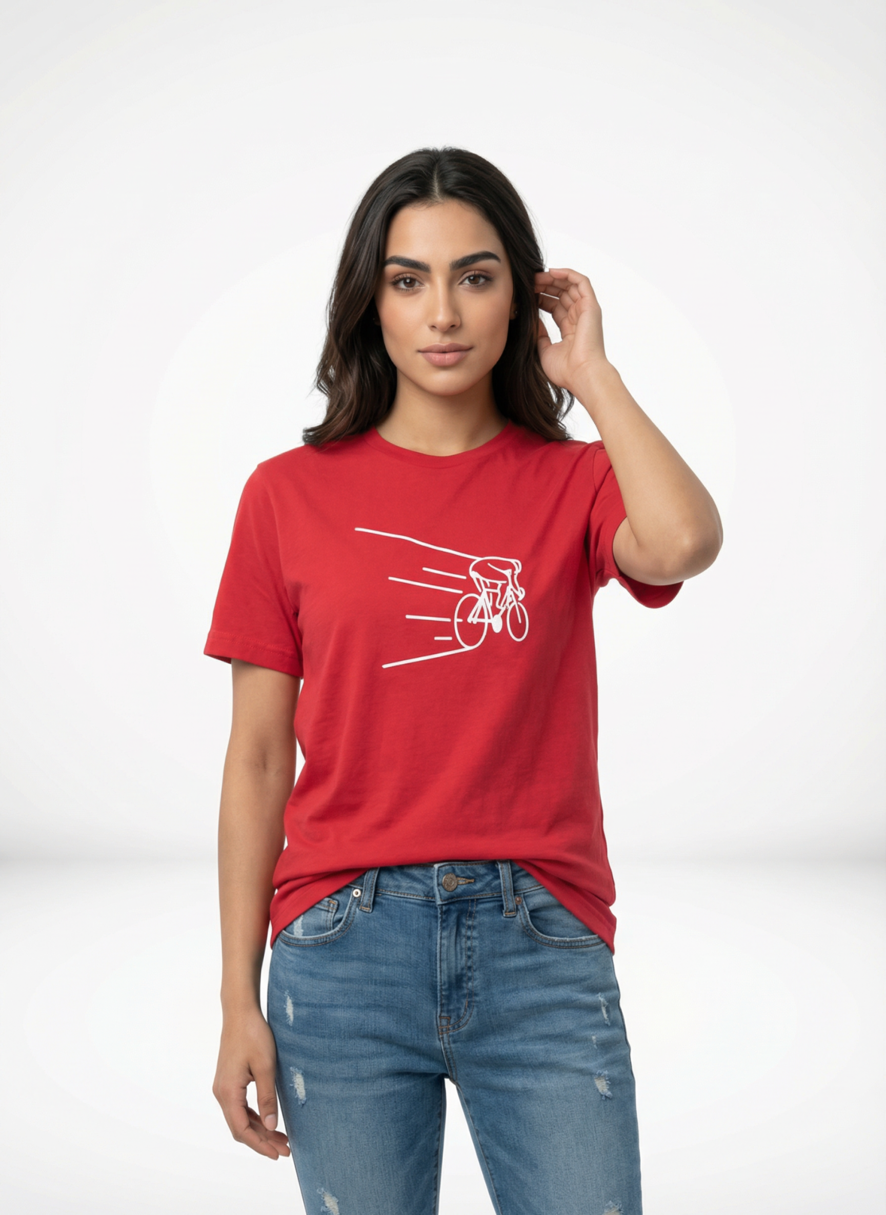Kinetic Cyclist - Unisex Regular Fit Cotton T-Shirt Red